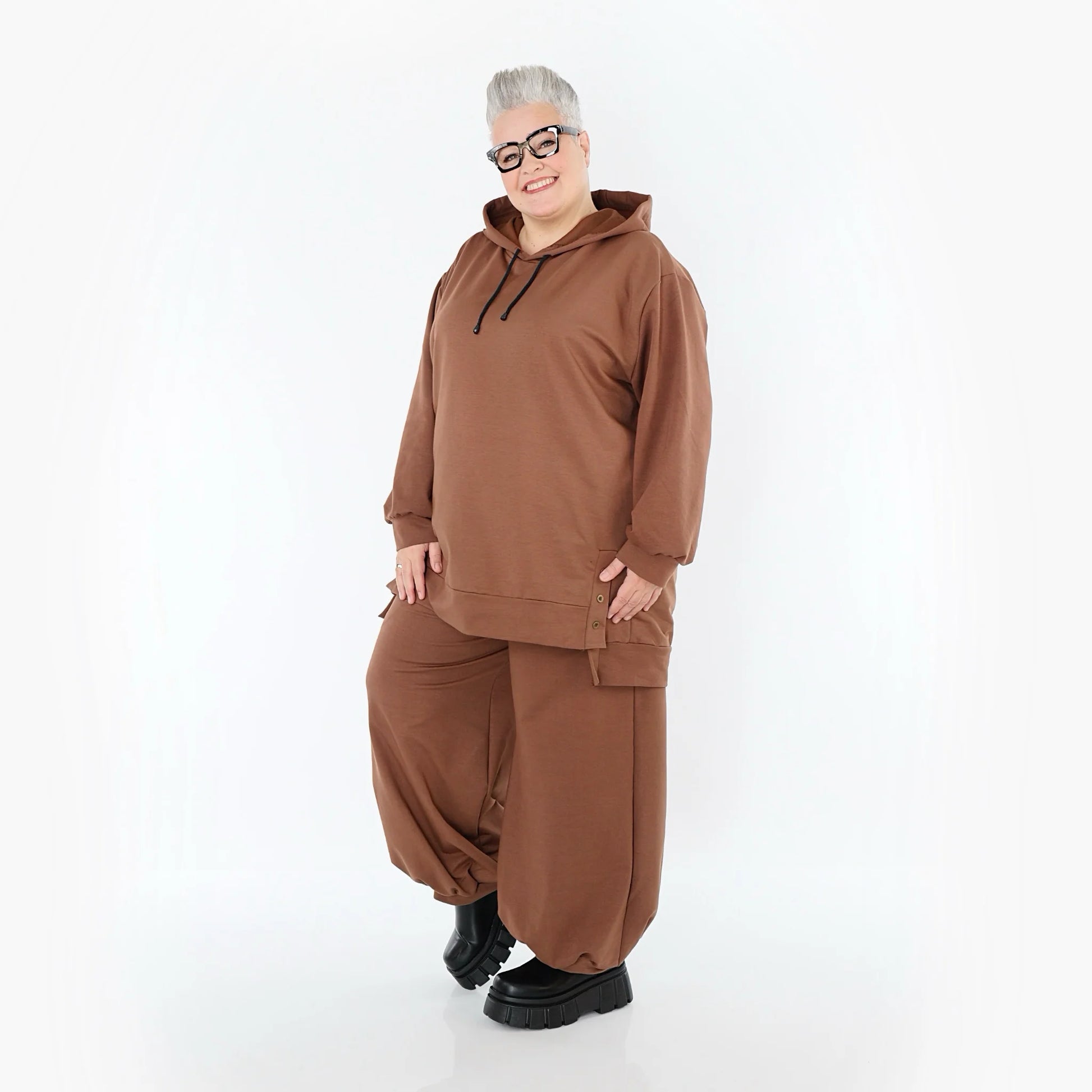  AKH Fashion Bigshirt in gerader Form, aus Viskose, 1566.06988, Braun, Ausgefallen, Zeitlos