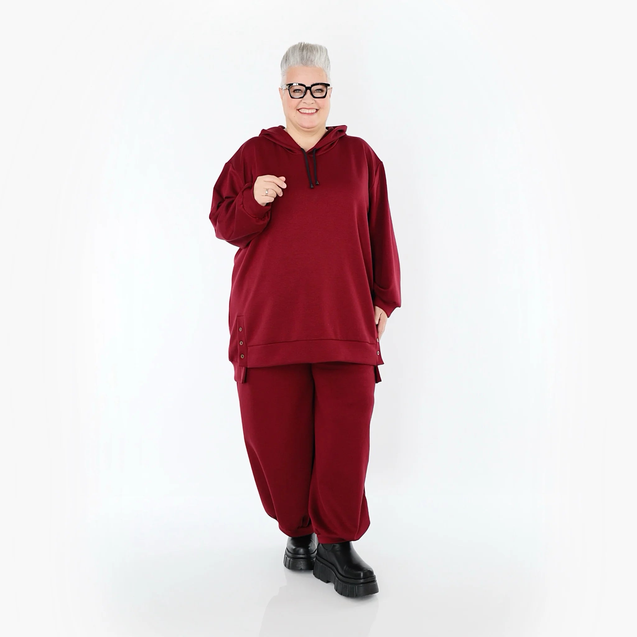  AKH Fashion Bigshirt in gerader Form, aus Viskose, 1566.06988, Weinrot, Ausgefallen, Zeitlos