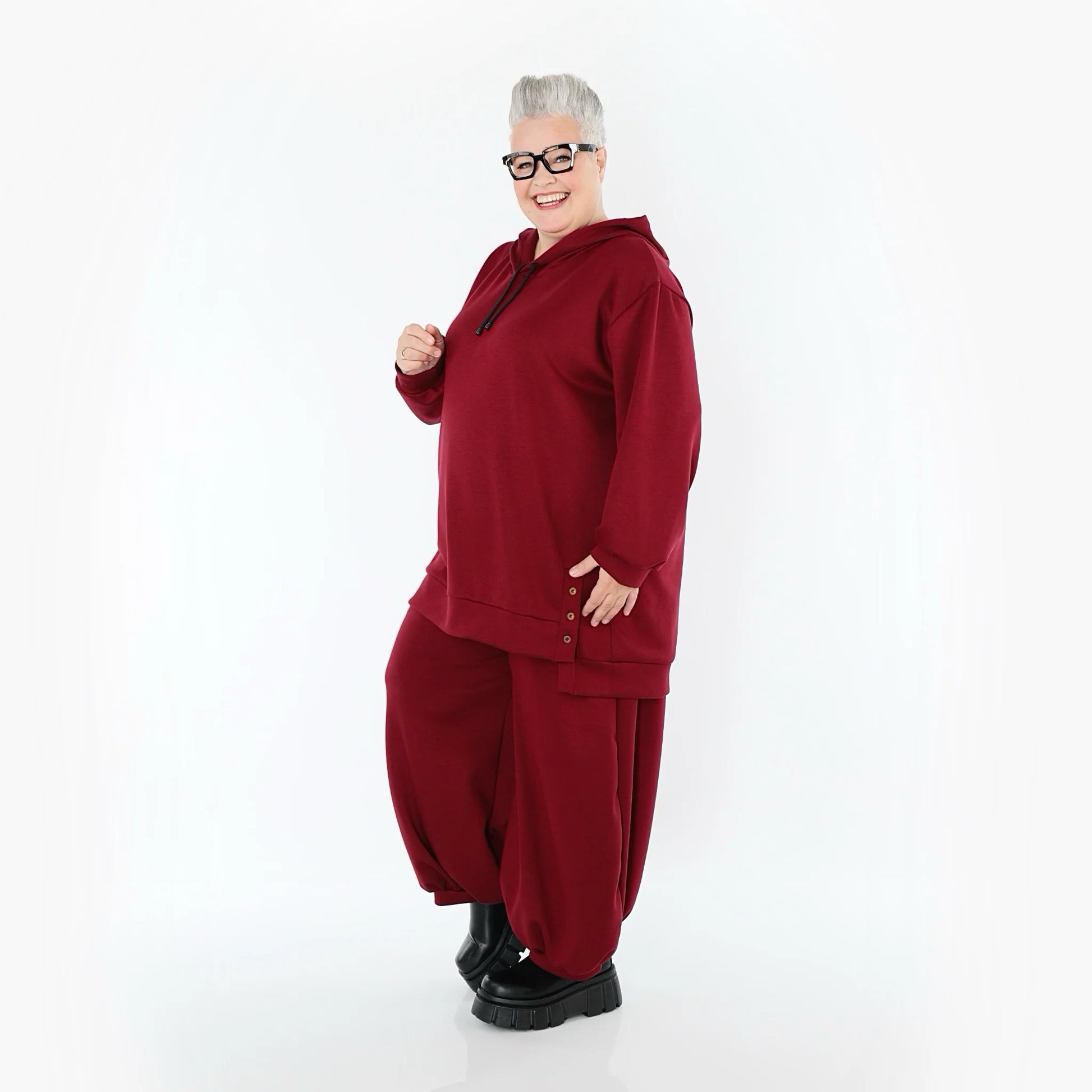  AKH Fashion Bigshirt in gerader Form, aus Viskose, 1566.06988, Weinrot, Ausgefallen, Zeitlos