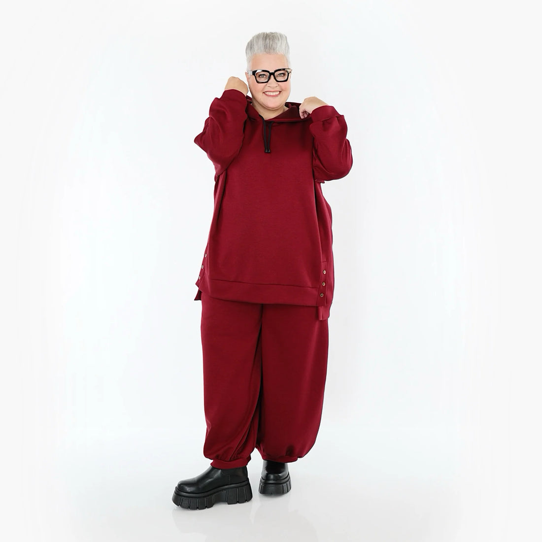  AKH Fashion Bigshirt in gerader Form, aus Viskose, 1566.06988, Weinrot, Ausgefallen, Zeitlos