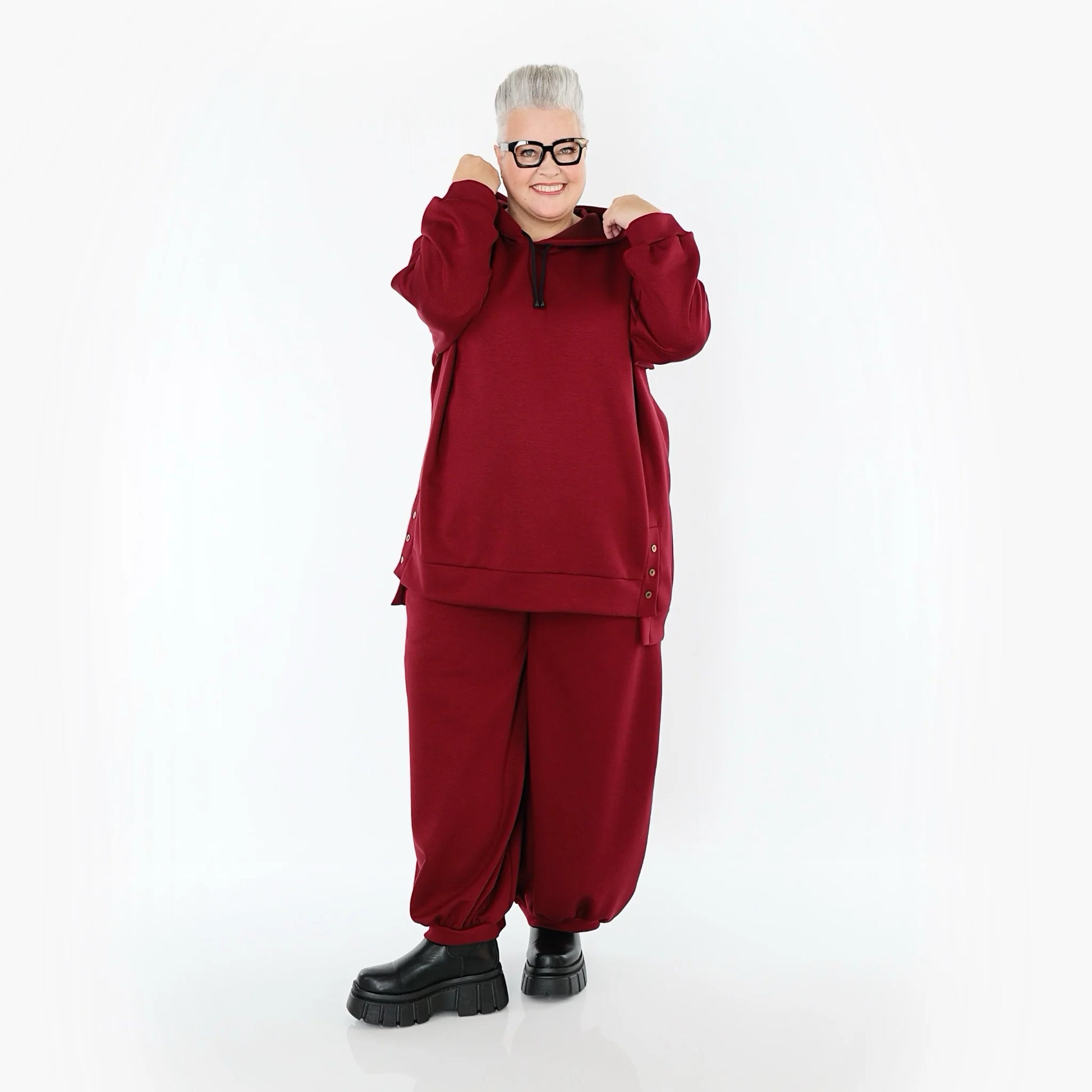  AKH Fashion Bigshirt in gerader Form, aus Viskose, 1566.06988, Weinrot, Ausgefallen, Zeitlos