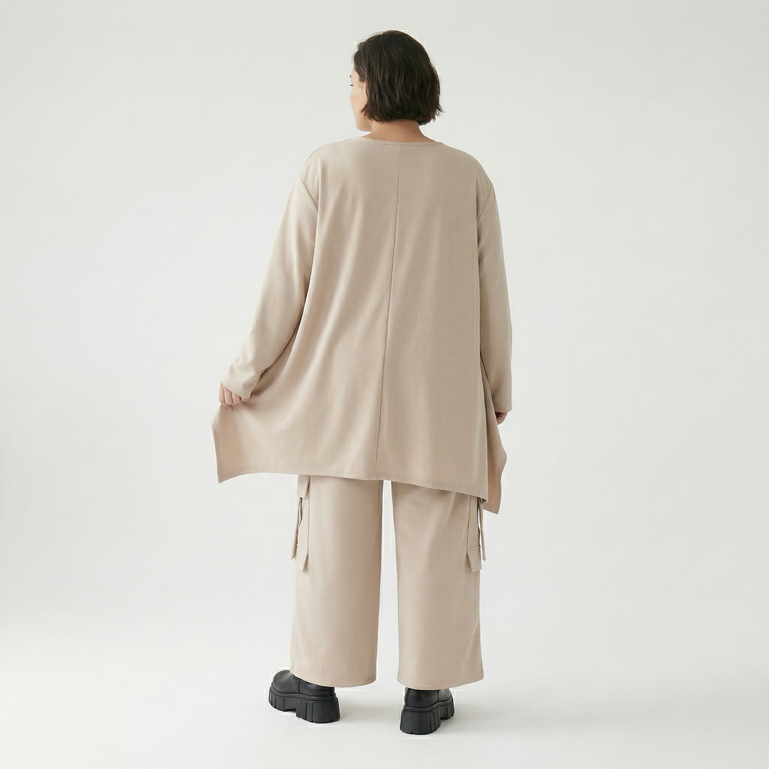  A-Form Bigshirt von AKH Fashion aus Viskose, 1566.06809, Beige, Ausgefallen, Zeitlos, Schick