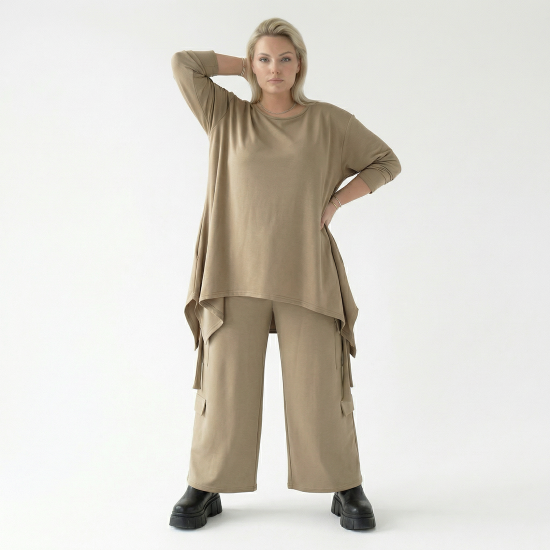  A-Form Bigshirt von AKH Fashion aus Viskose, 1566.06809, Camel, Ausgefallen, Zeitlos, Schick