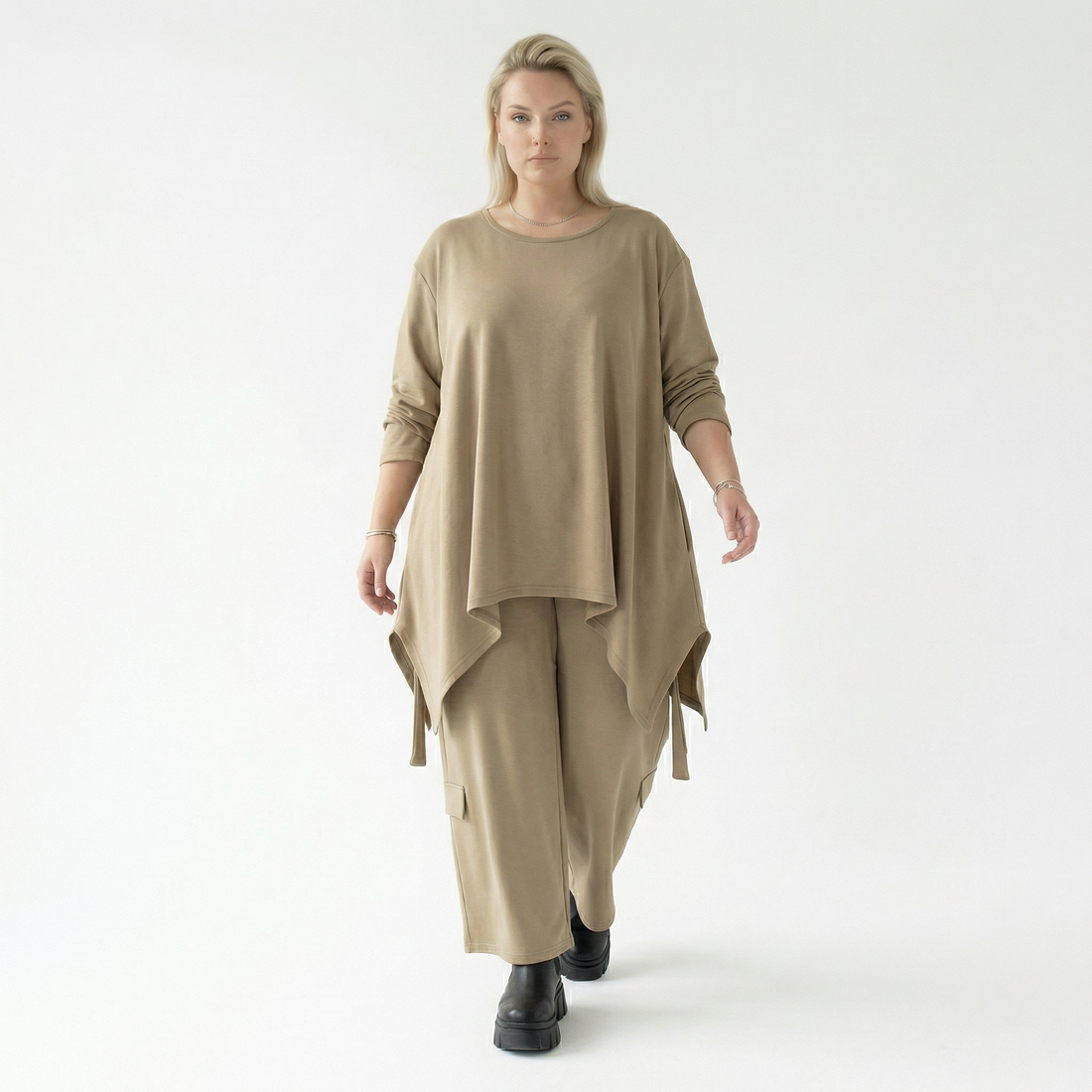  A-Form Bigshirt von AKH Fashion aus Viskose, 1566.06809, Camel, Ausgefallen, Zeitlos, Schick