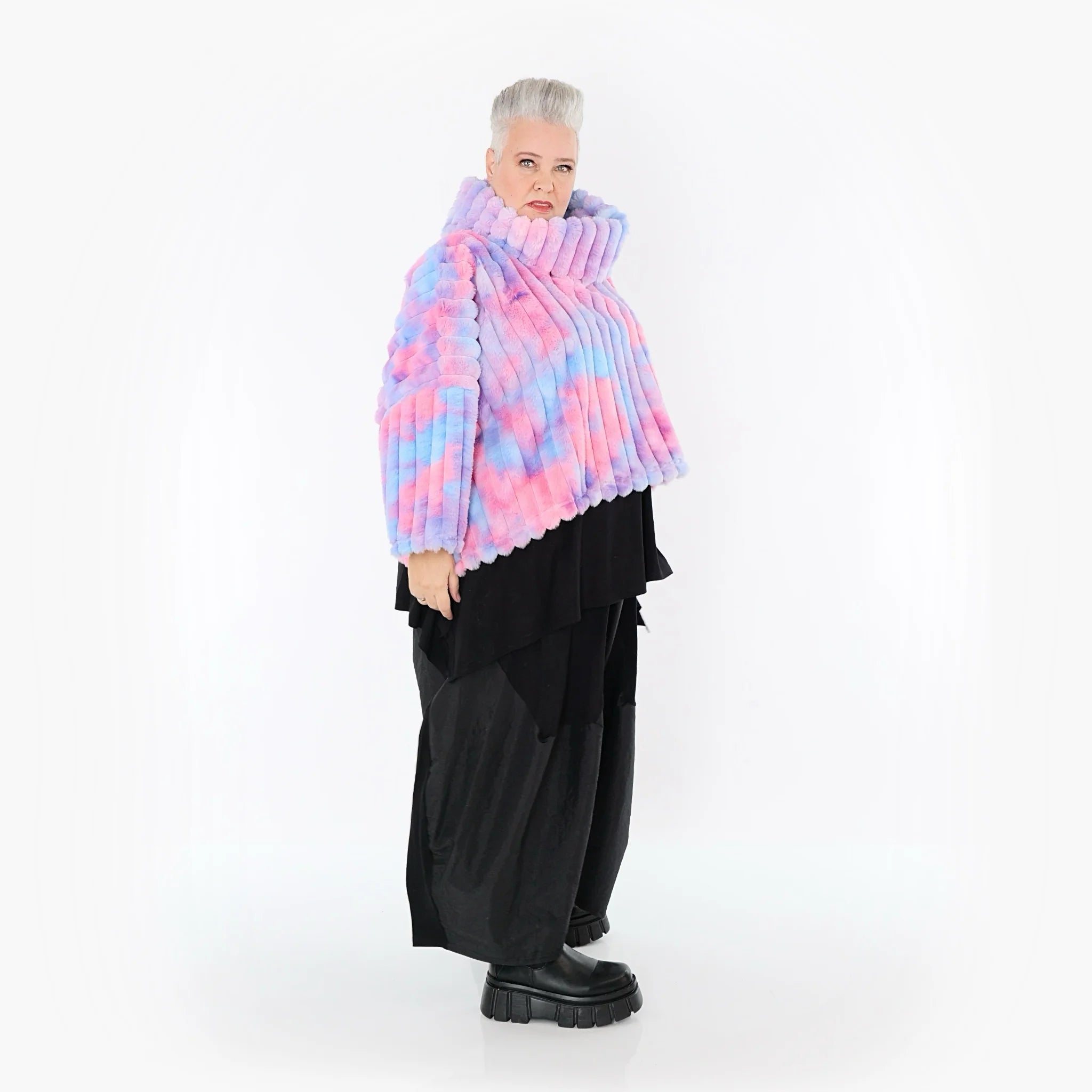  AKH Fashion Bigshirt in kastiger Form, aus Polyester, 1568.03090, Mehrfarbig, Blockstreifen