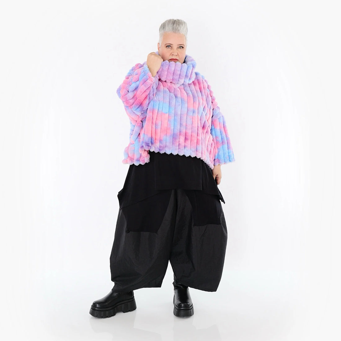  AKH Fashion Bigshirt in kastiger Form, aus Polyester, 1568.03090, Mehrfarbig, Blockstreifen