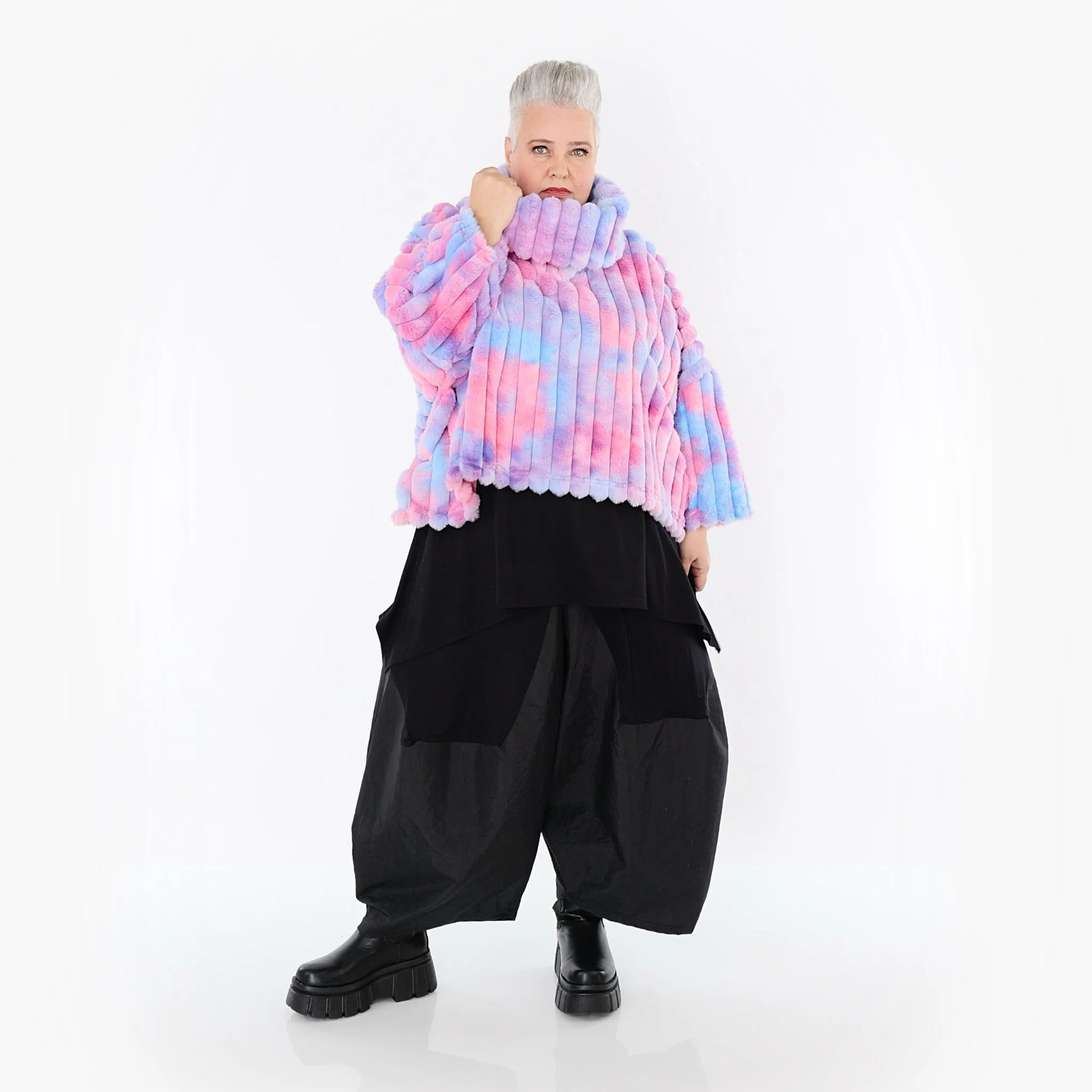  AKH Fashion Bigshirt in kastiger Form, aus Polyester, 1568.03090, Mehrfarbig, Blockstreifen