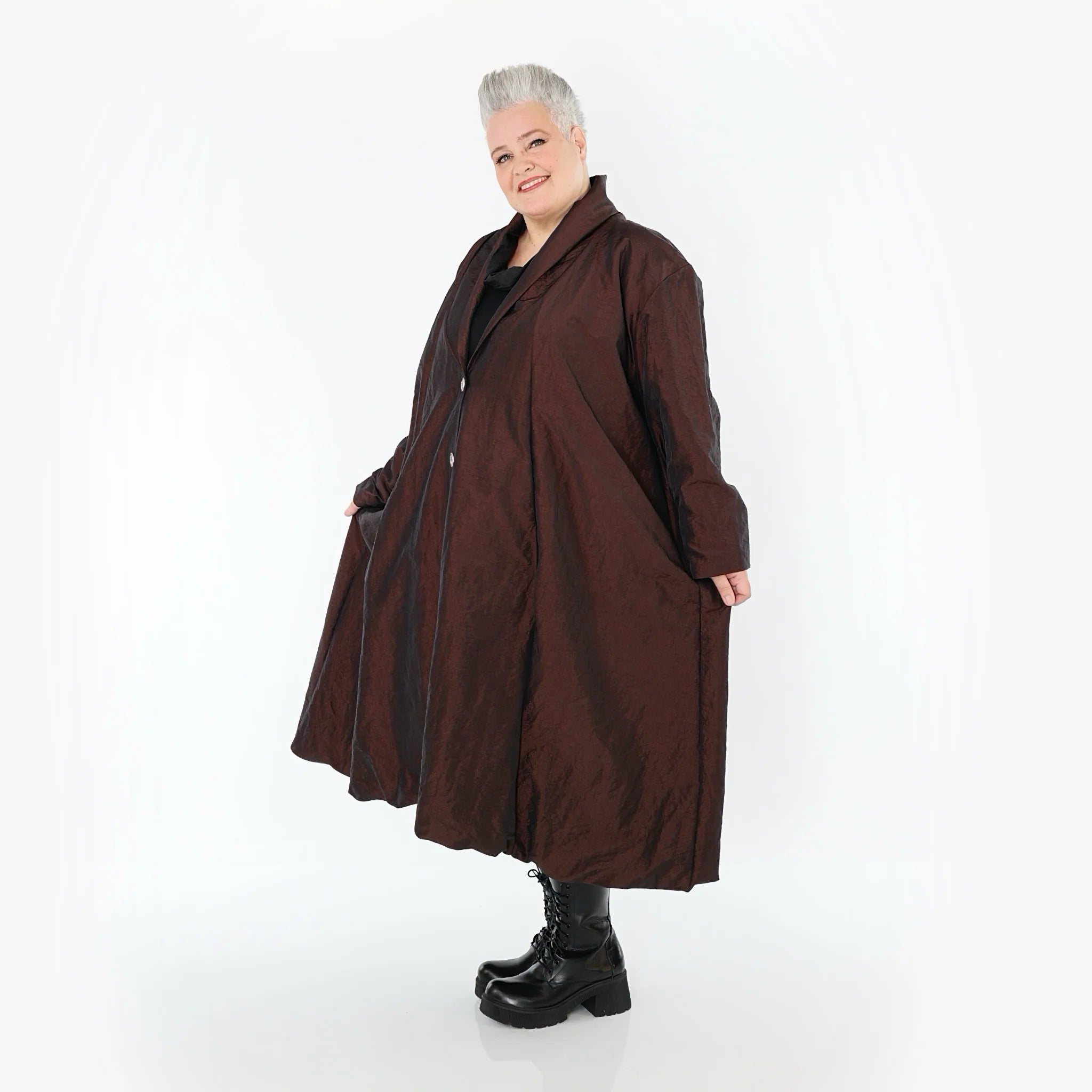  A-Form Mantel von AKH Premium aus Viskose, P106167, Braun, Ausgefallen, Zeitlos, Schick