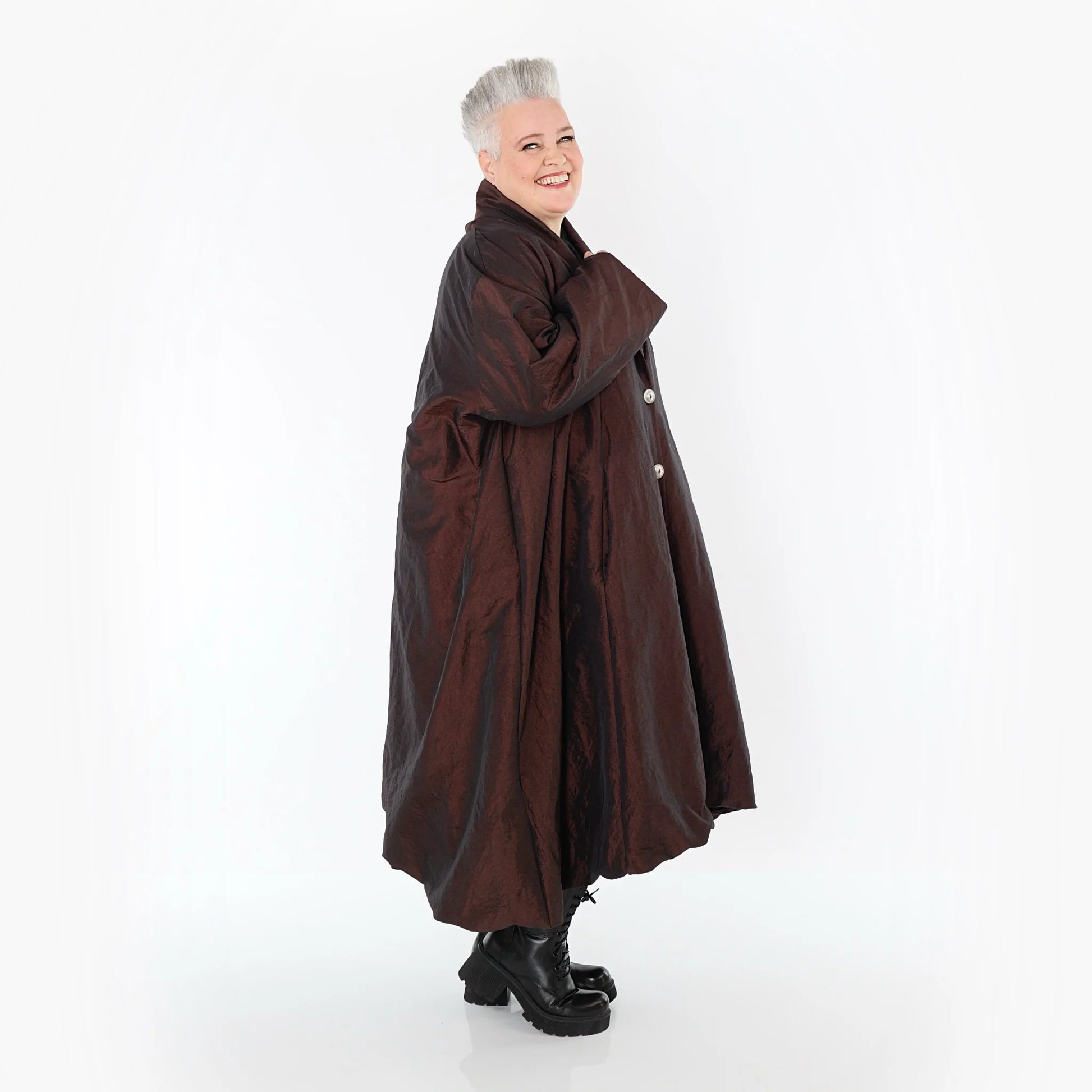  A-Form Mantel von AKH Premium aus Viskose, P106167, Braun, Ausgefallen, Zeitlos, Schick