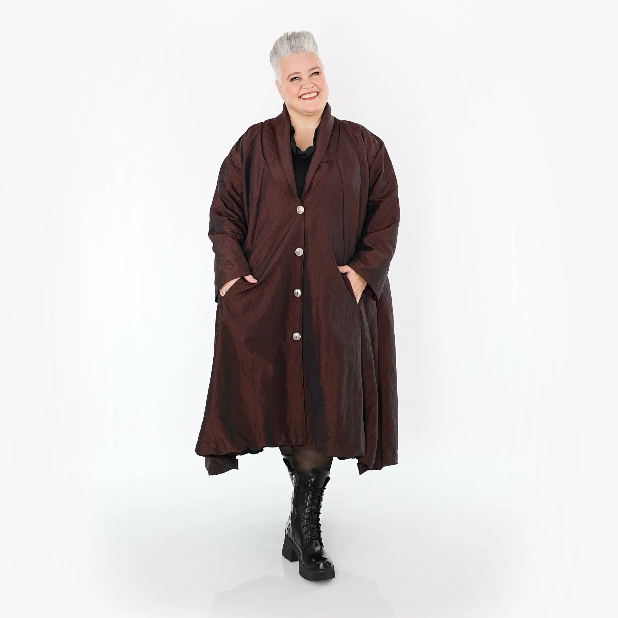  A-Form Mantel von AKH Premium aus Viskose, P106167, Braun, Ausgefallen, Zeitlos, Schick