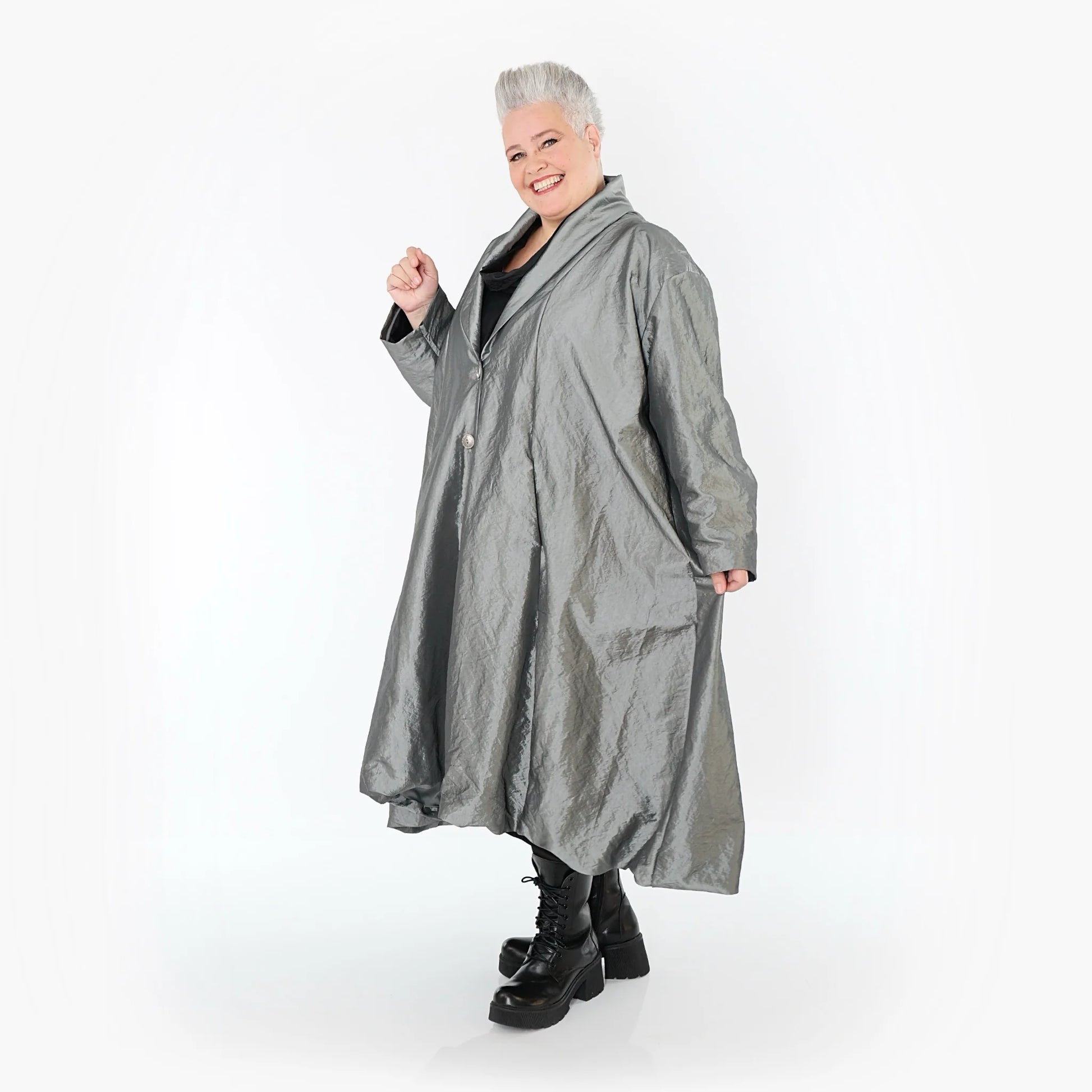  A-Form Mantel von AKH Premium aus Viskose, P106167, Grau, Ausgefallen, Zeitlos, Schick