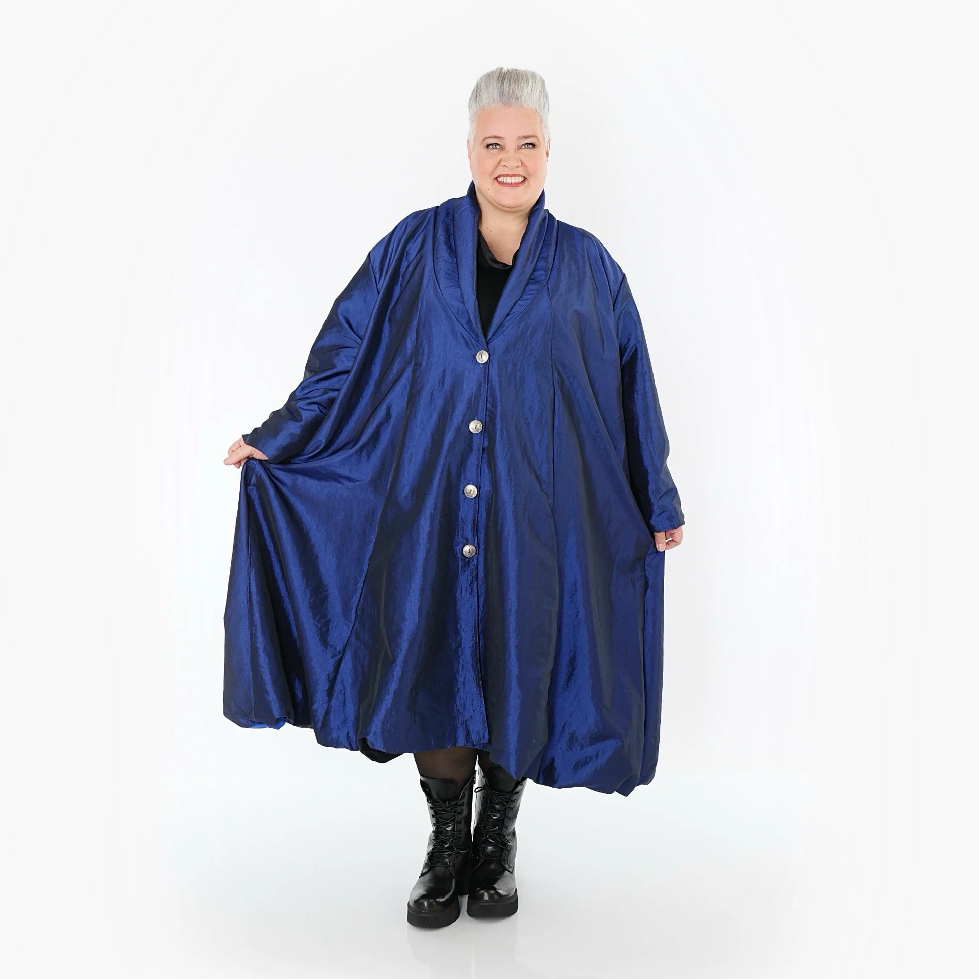  A-Form Mantel von AKH Premium aus Viskose, P106167, Royalblau, Ausgefallen, Zeitlos