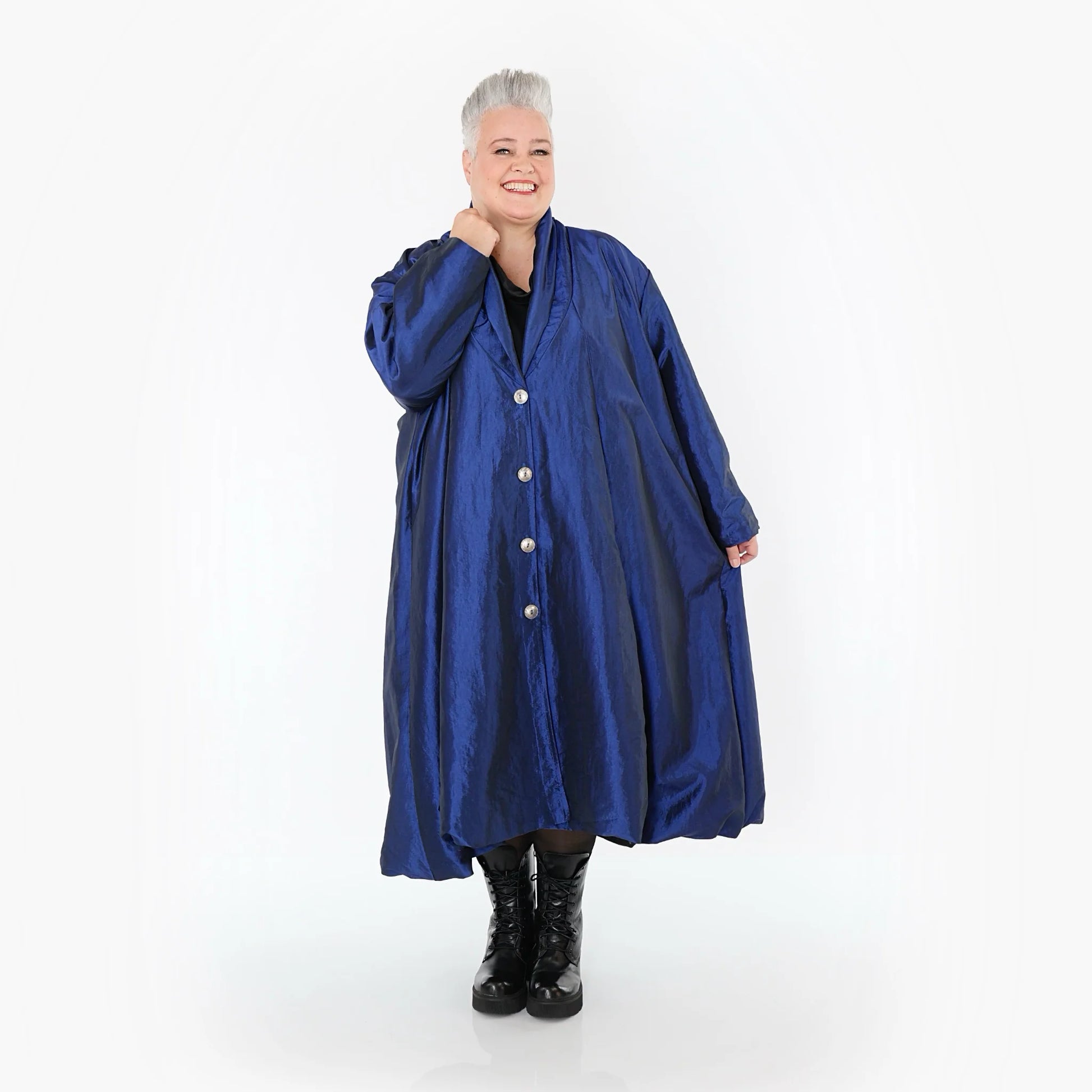  A-Form Mantel von AKH Premium aus Viskose, P106167, Royalblau, Ausgefallen, Zeitlos