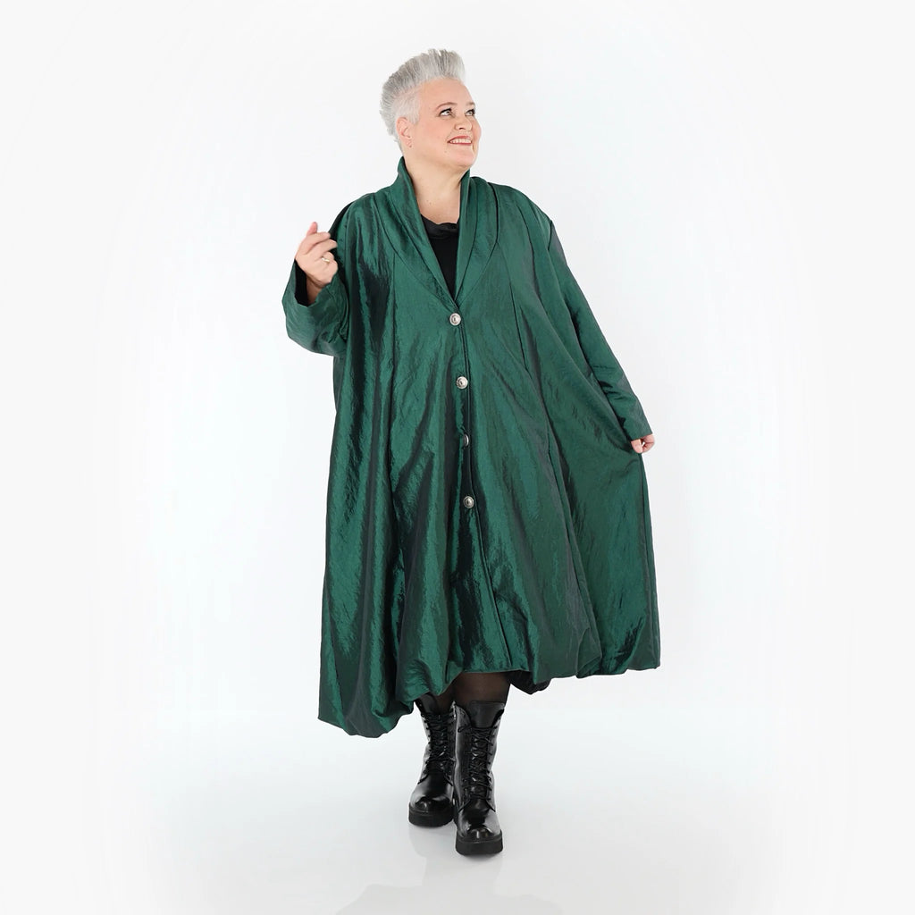  A-Form Mantel von AKH Premium aus Viskose, P106167, Smaragd, Ausgefallen, Zeitlos, Schick