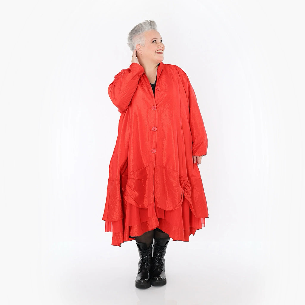  A-Form Mantel von AKH Premium aus Viskose, P106959, Rot, Ausgefallen, Zeitlos, Schick