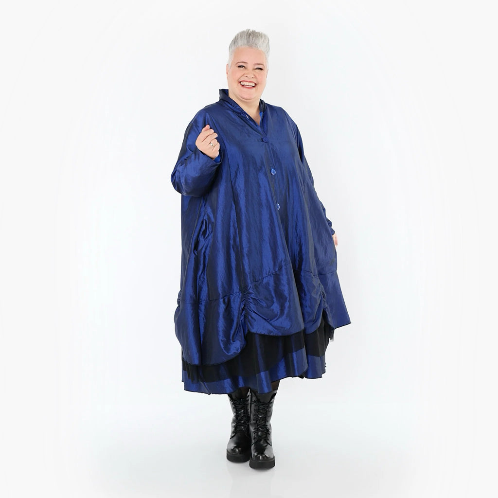  A-Form Mantel von AKH Premium aus Viskose, P106959, Royalblau, Ausgefallen, Zeitlos