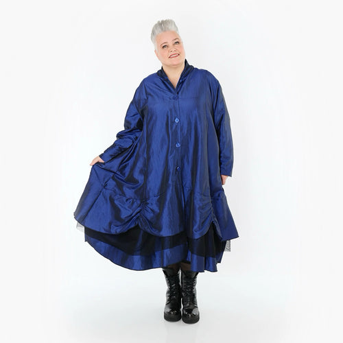  A-Form Mantel von AKH Premium aus Viskose, P106959, Royalblau, Ausgefallen, Zeitlos