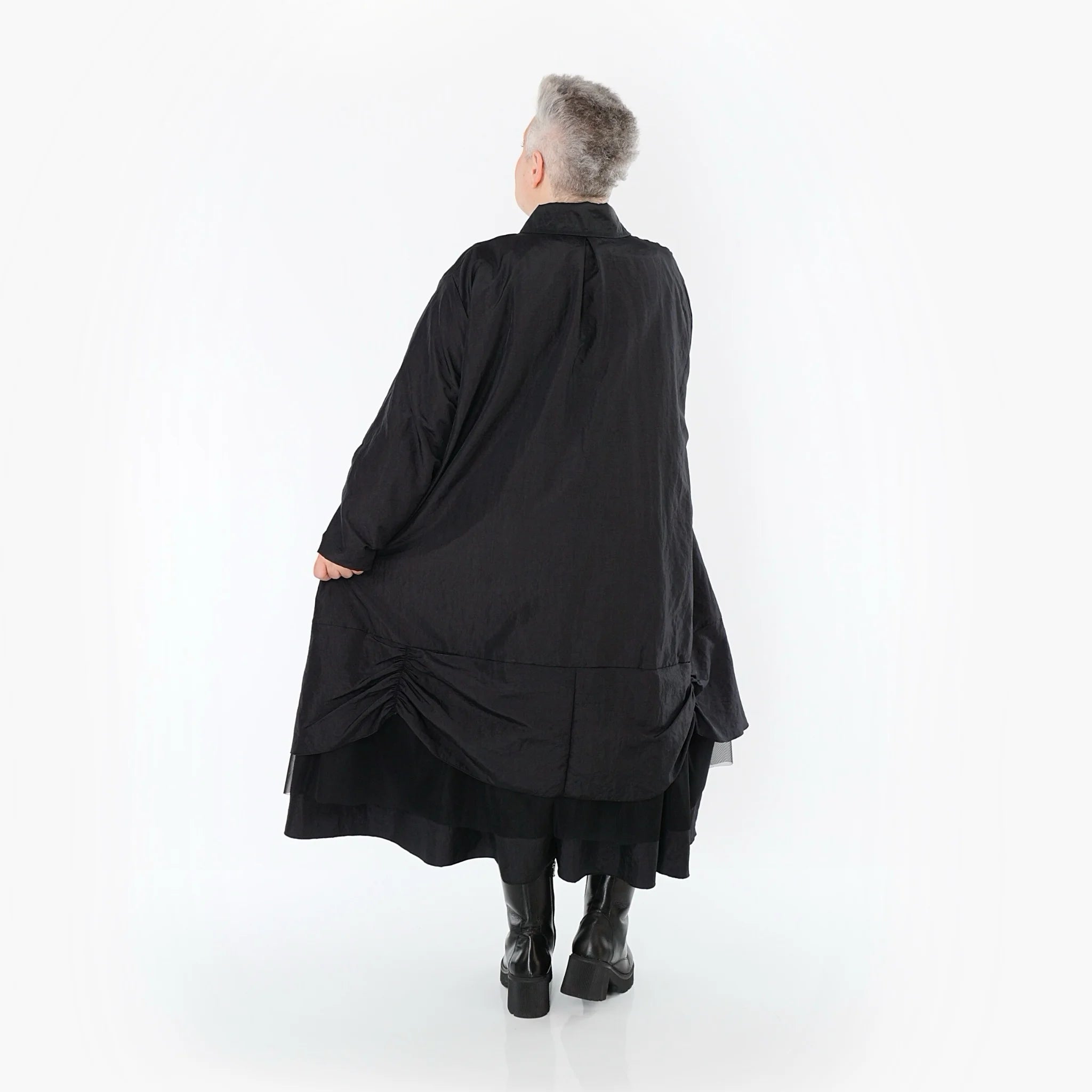  A-Form Mantel von AKH Premium aus Viskose, P106959, Schwarz, Ausgefallen, Zeitlos, Schick