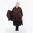  A-Form Jacke von AKH Premium aus Viskose, P107147, Braun, Ausgefallen, Zeitlos, Schick