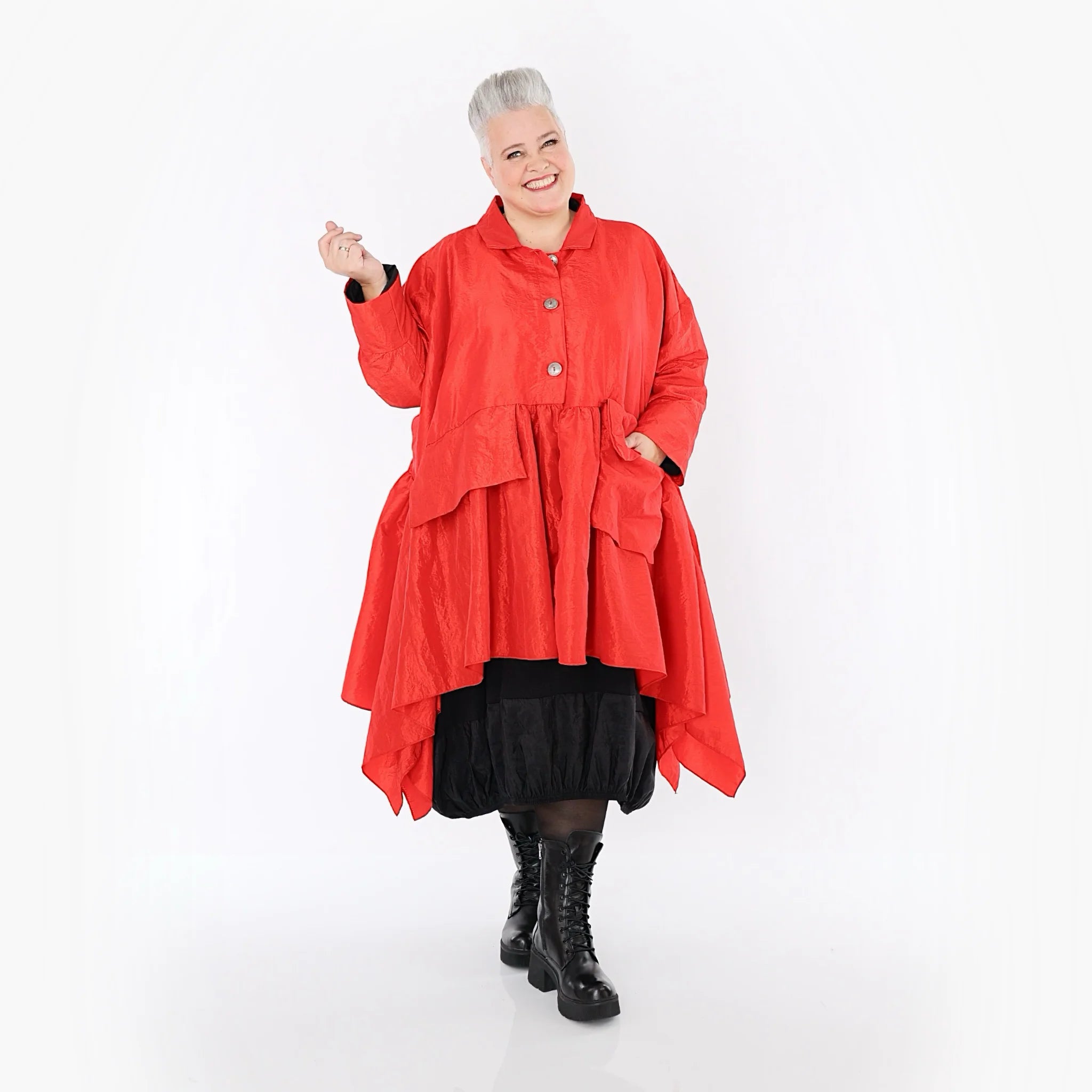  A-Form Jacke von AKH Premium aus Viskose, P107147, Rot, Ausgefallen, Zeitlos, Schick