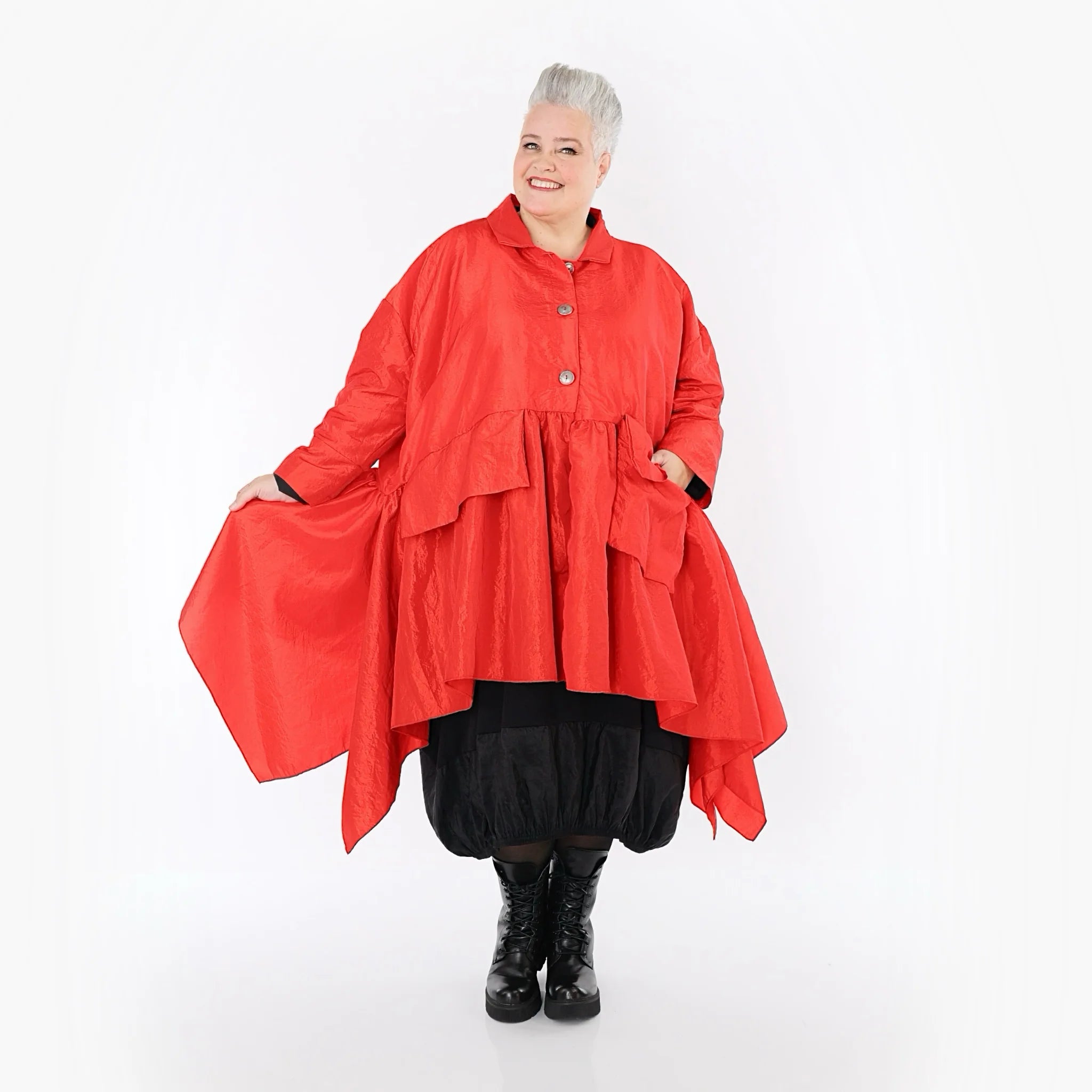  A-Form Jacke von AKH Premium aus Viskose, P107147, Rot, Ausgefallen, Zeitlos, Schick