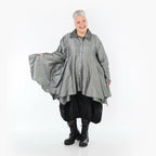  AKH Premium Jacke in Glocken-Form, aus Viskose, P107148, Grau, Ausgefallen, Zeitlos