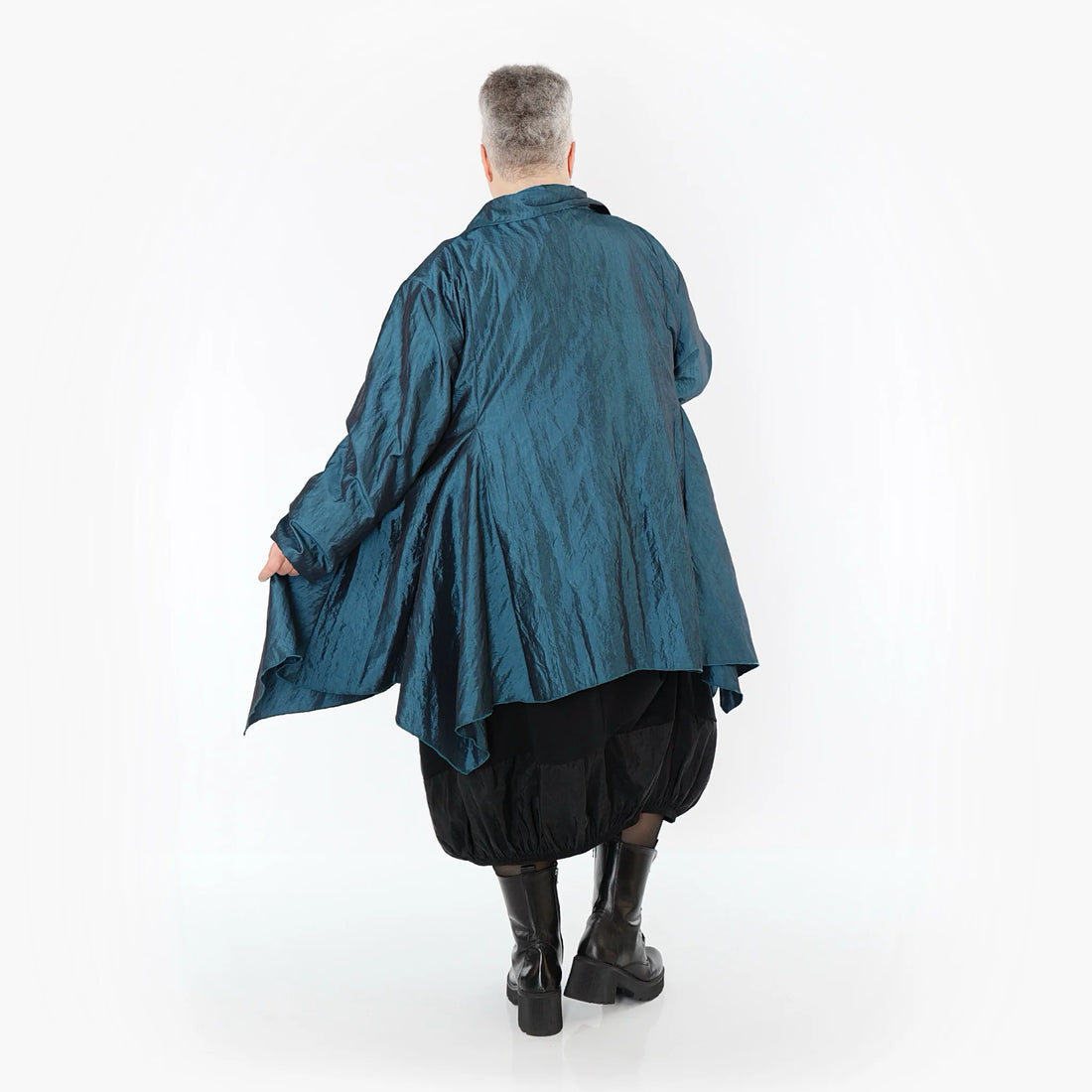  AKH Premium Jacke in Glocken-Form, aus Viskose, P107148, Petrol, Ausgefallen, Zeitlos