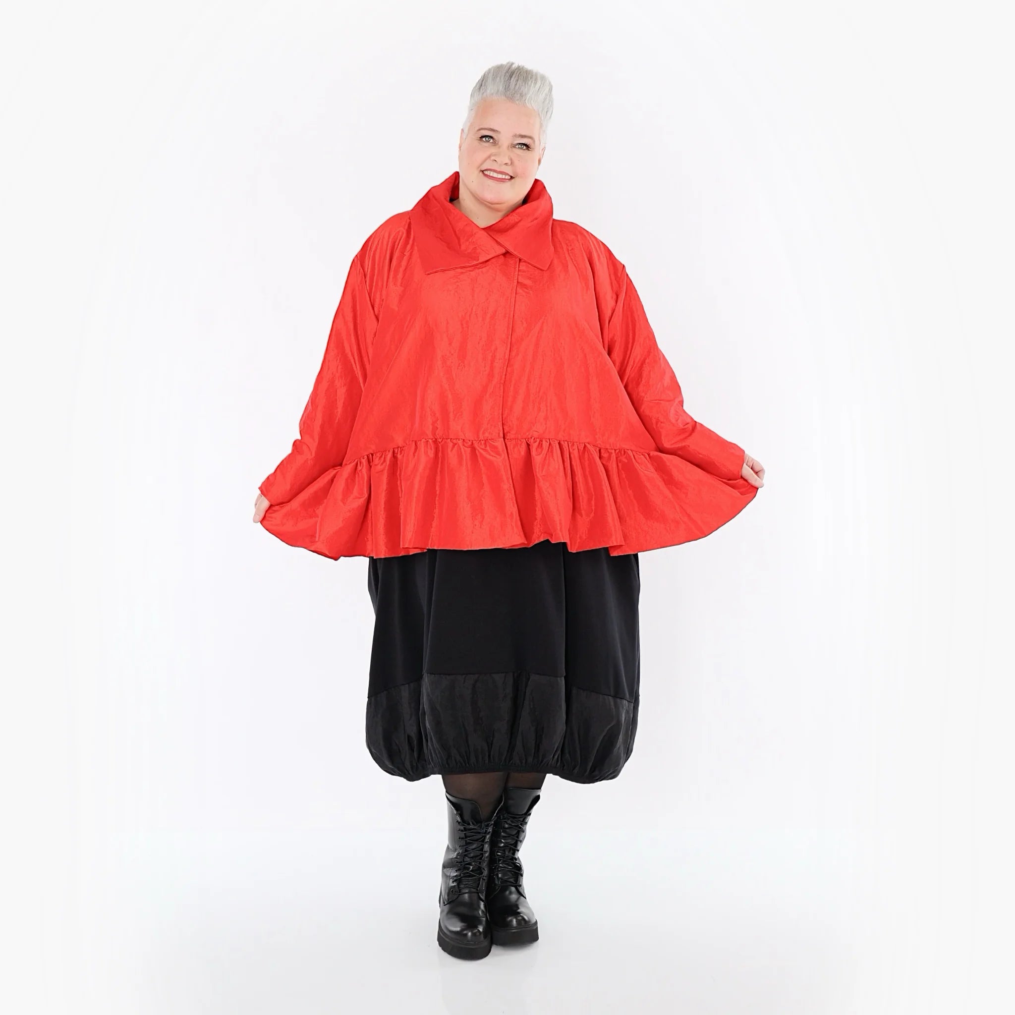  A-Form Jacke von AKH Premium aus Viskose, P107166, Rot, Ausgefallen, Zeitlos, Schick