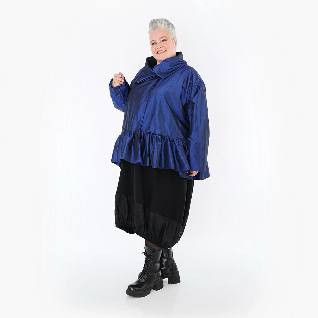  A-Form Jacke von AKH Premium aus Viskose, P107166, Royalblau, Ausgefallen, Zeitlos, Schick