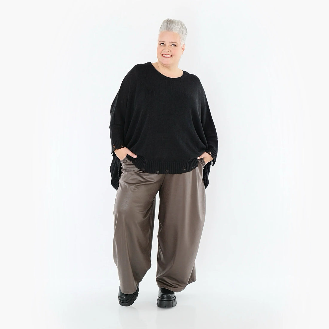  Ballonhose von AKH Premium aus Materialmix, P1027.7126, Braun, Ausgefallen, Zeitlos