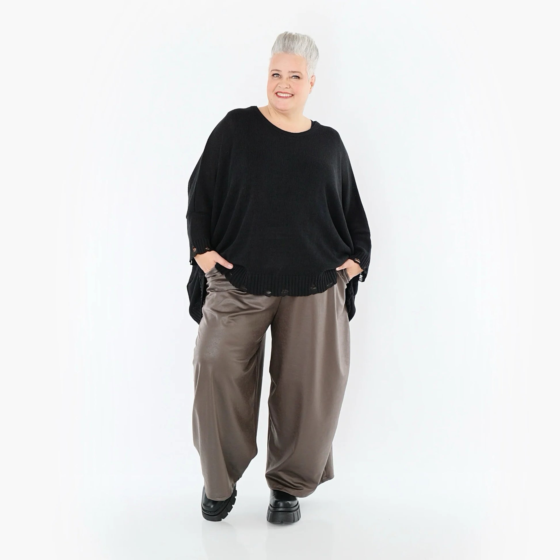  Ballonhose von AKH Premium aus Materialmix, P1027.7126, Braun, Ausgefallen, Zeitlos