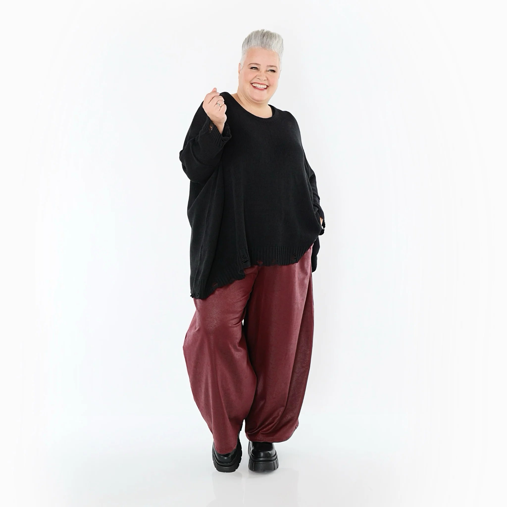  Ballonhose von AKH Premium aus Materialmix, P1027.7126, Weinrot, Ausgefallen, Zeitlos