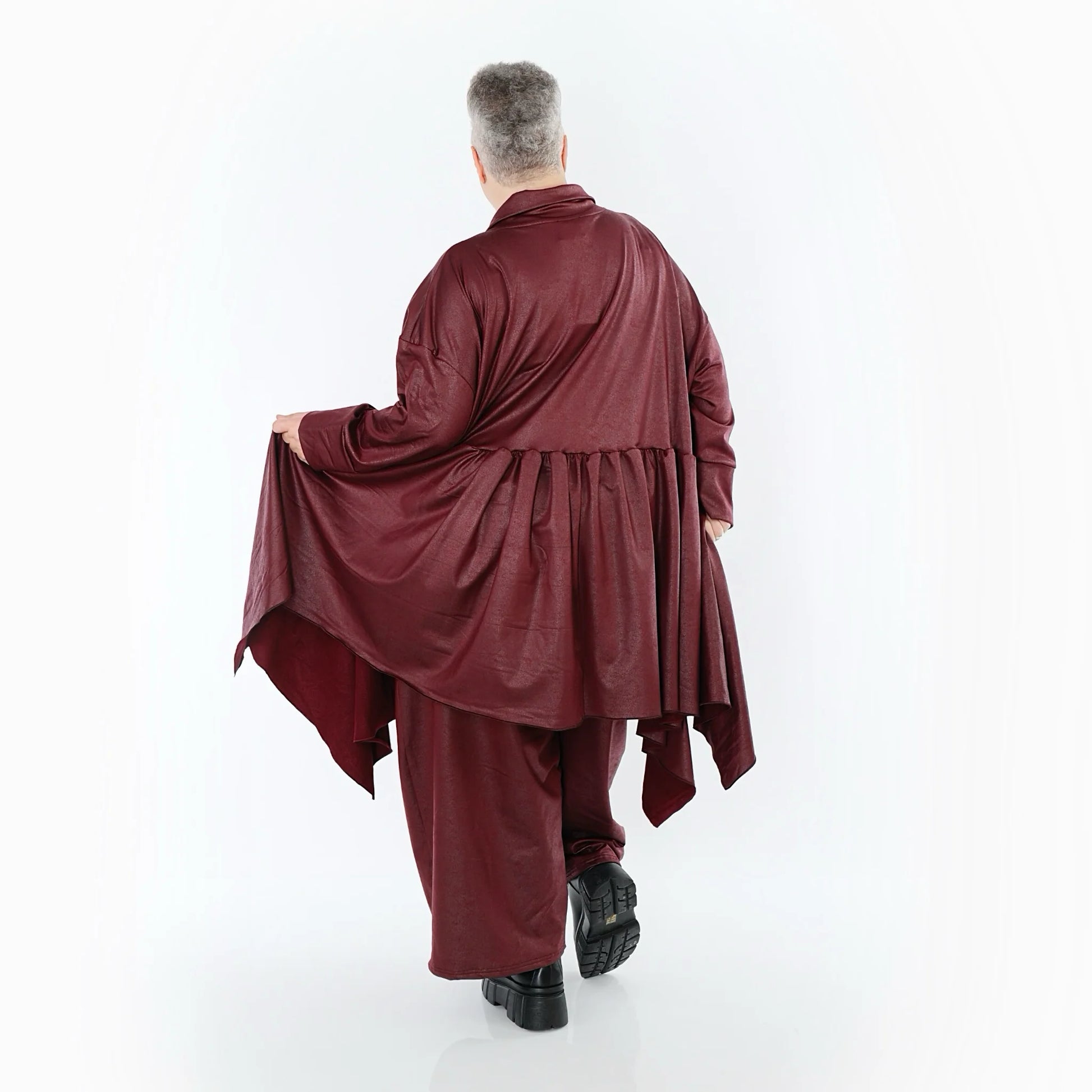  A-Form Jacke von AKH Premium aus Materialmix, P1027.7147, Weinrot, Ausgefallen, Zeitlos