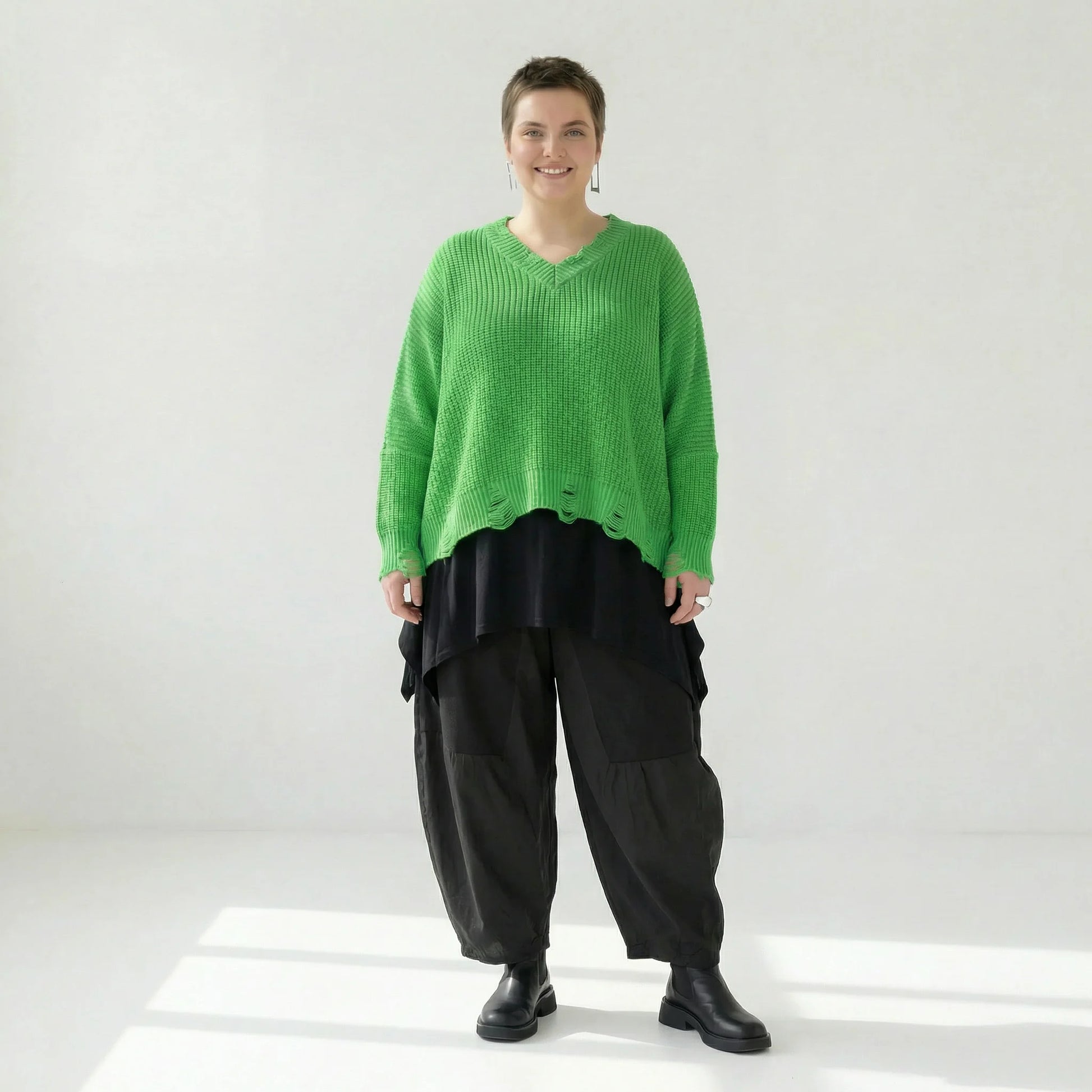  AKH Premium Überwurf in kastiger Form, aus Baumwolle, P1032.2602, Apfelgrün, Ausgefallen