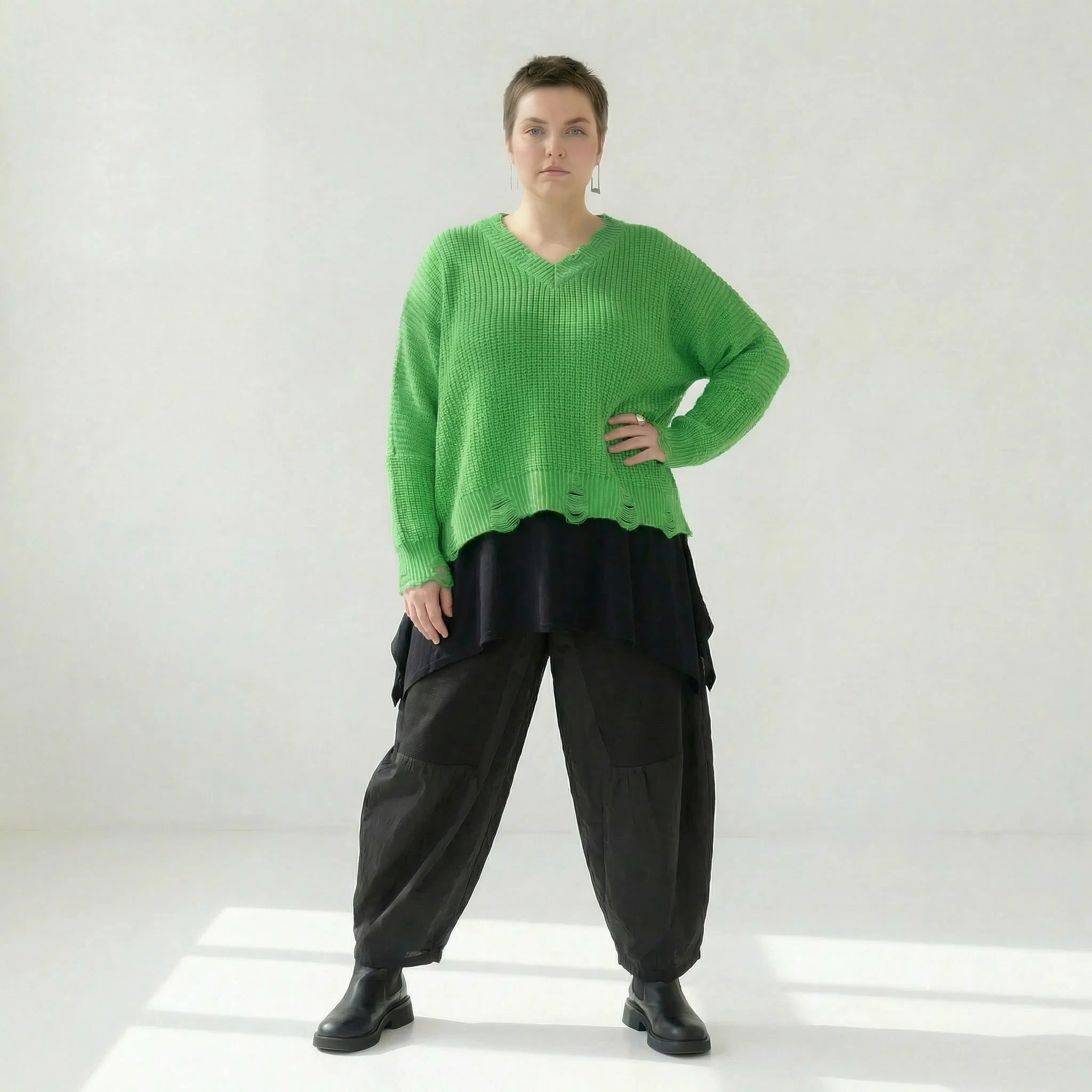  AKH Premium Überwurf in kastiger Form, aus Baumwolle, P1032.2602, Apfelgrün, Ausgefallen