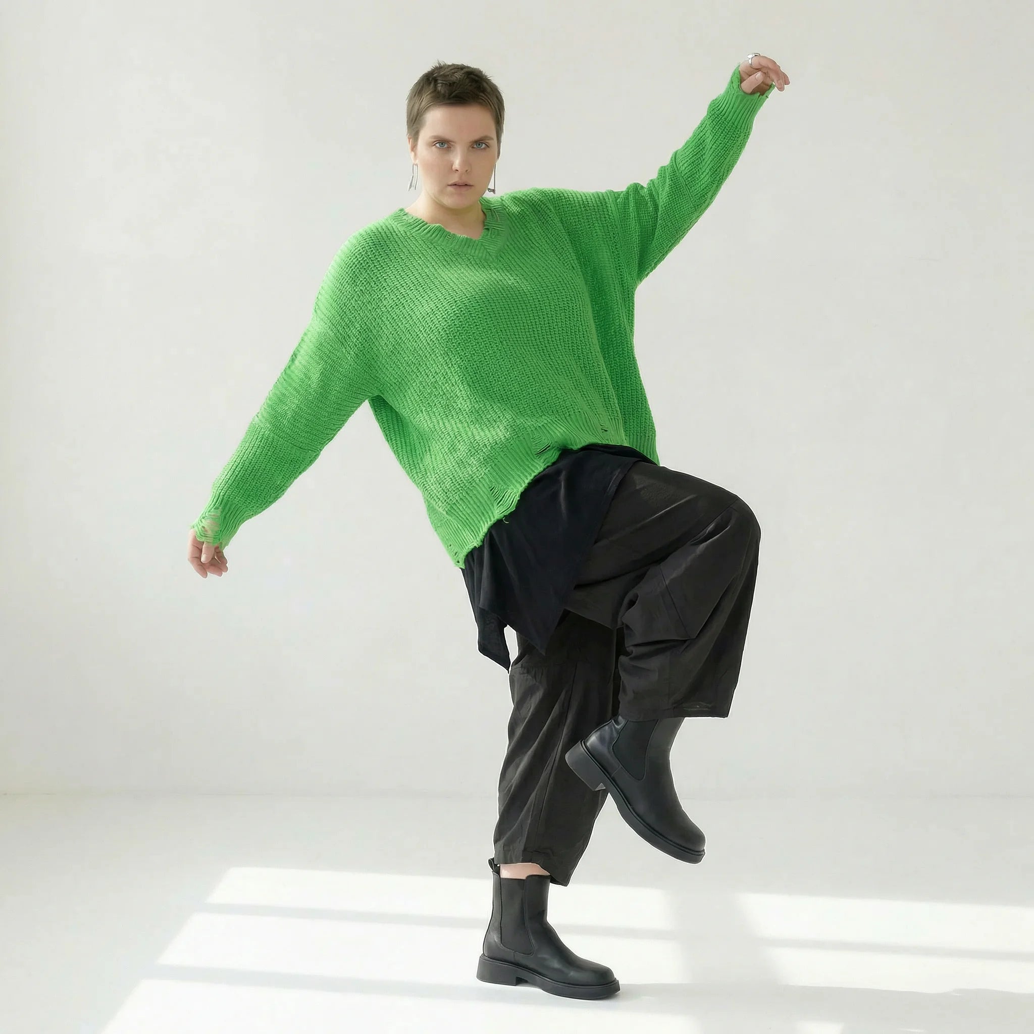  AKH Premium Überwurf in kastiger Form, aus Baumwolle, P1032.2602, Apfelgrün, Ausgefallen