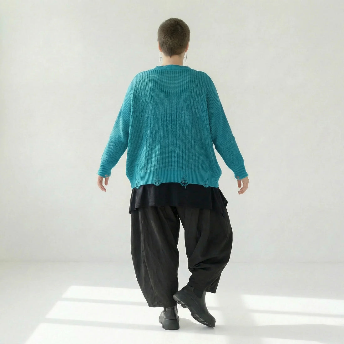  AKH Premium Überwurf in kastiger Form, aus Baumwolle, P1032.2602, AquaBlau, Ausgefallen