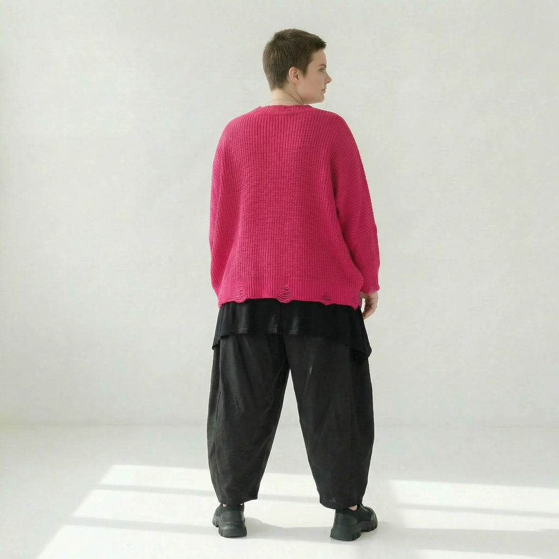  AKH Premium Überwurf in kastiger Form, aus Baumwolle, P1032.2602, Fuchsia, Ausgefallen