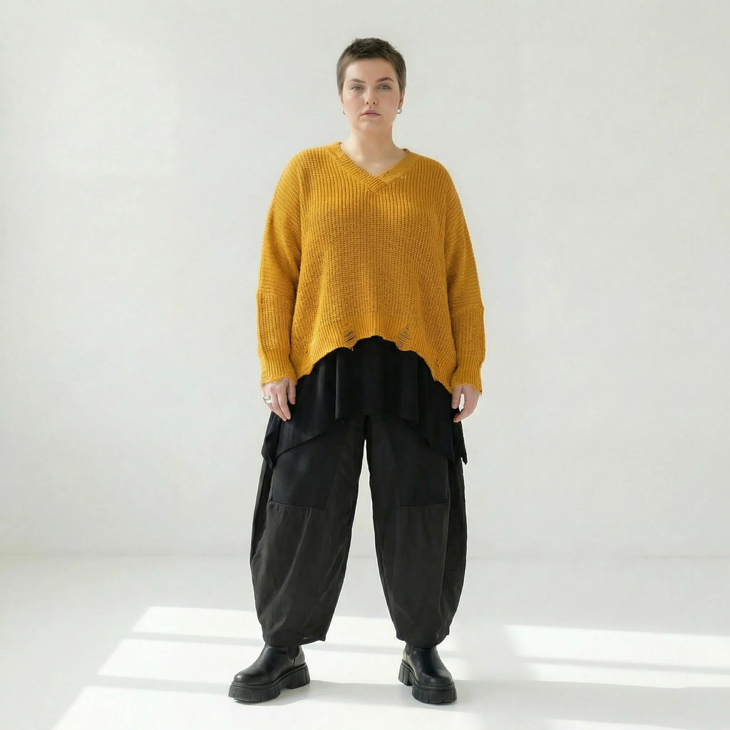  AKH Premium Überwurf in kastiger Form, aus Baumwolle, P1032.2602, Gelb, Ausgefallen