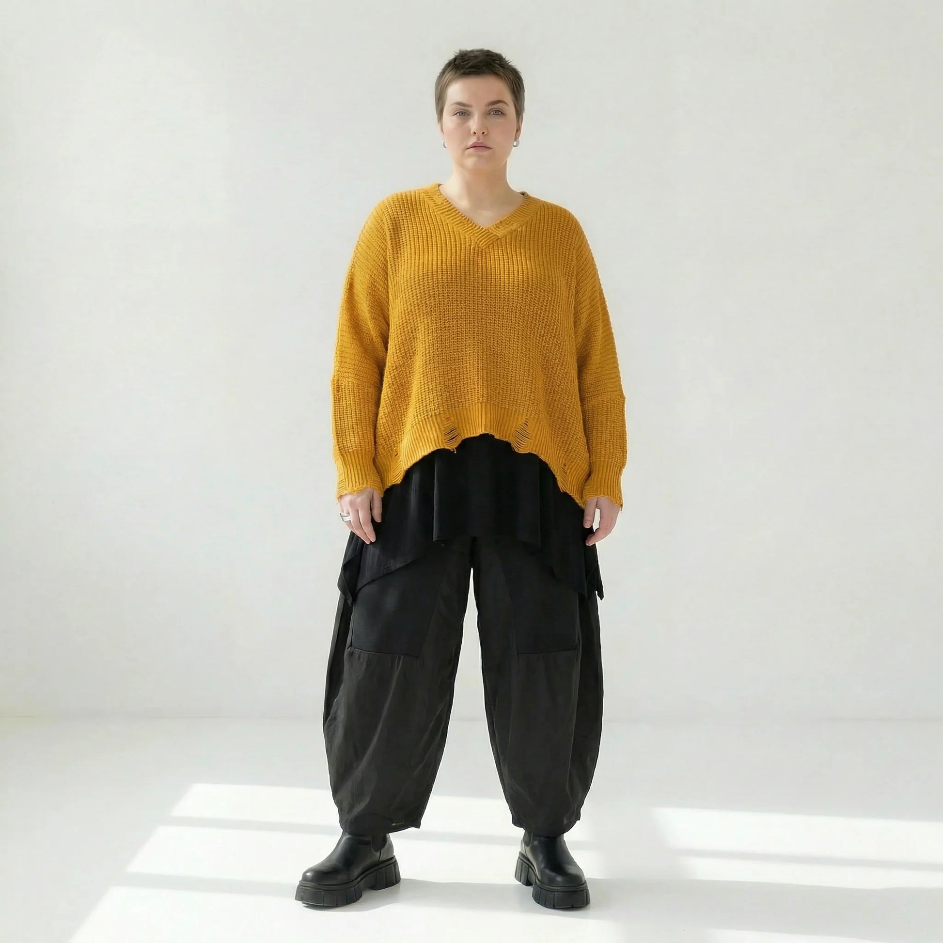  AKH Premium Überwurf in kastiger Form, aus Baumwolle, P1032.2602, Gelb, Ausgefallen