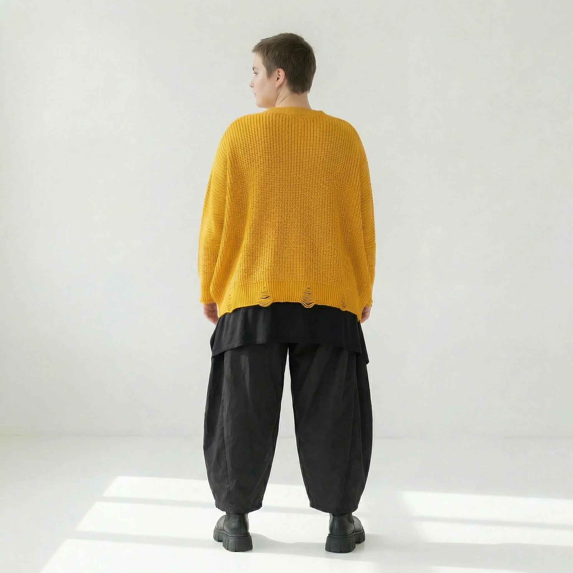  AKH Premium Überwurf in kastiger Form, aus Baumwolle, P1032.2602, Gelb, Ausgefallen