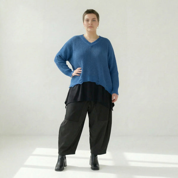  AKH Premium Überwurf in kastiger Form, aus Baumwolle, P1032.2602, JeansBlau, Ausgefallen