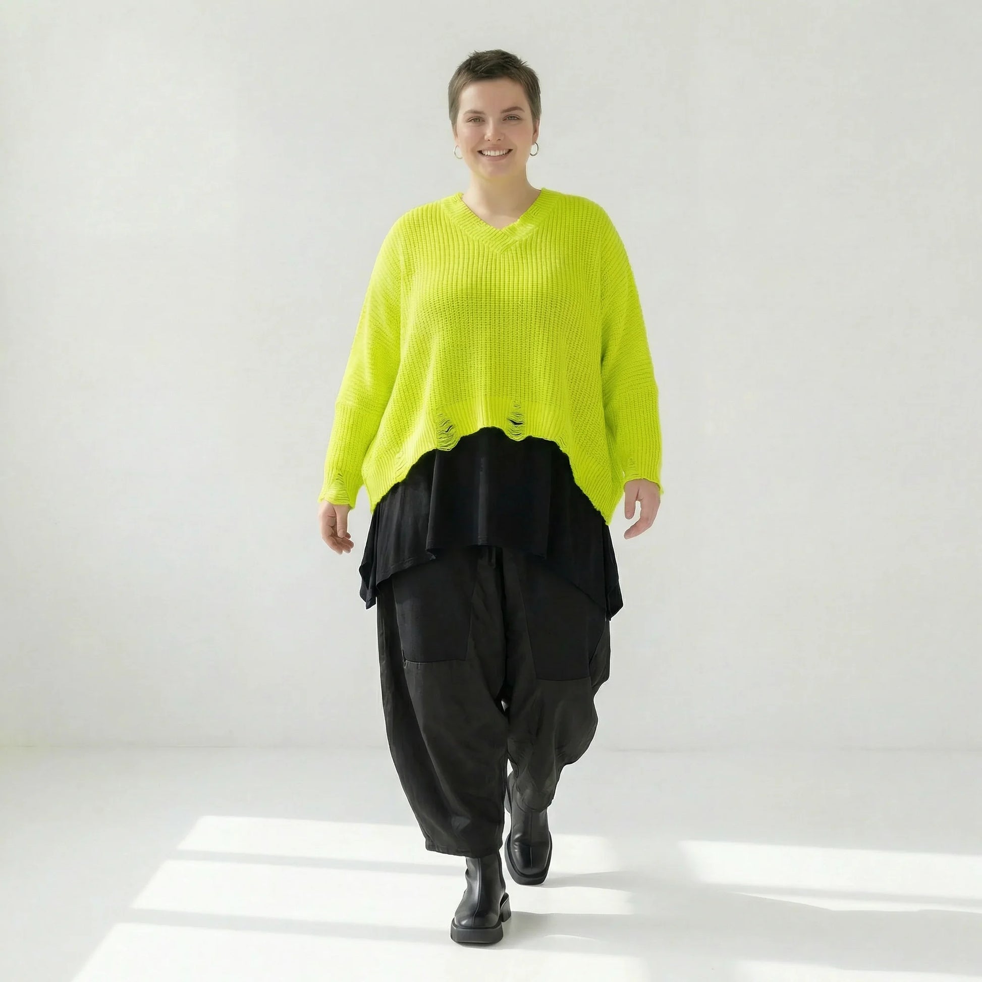  AKH Premium Überwurf in kastiger Form, aus Baumwolle, P1032.2602, NeonGelb, Ausgefallen