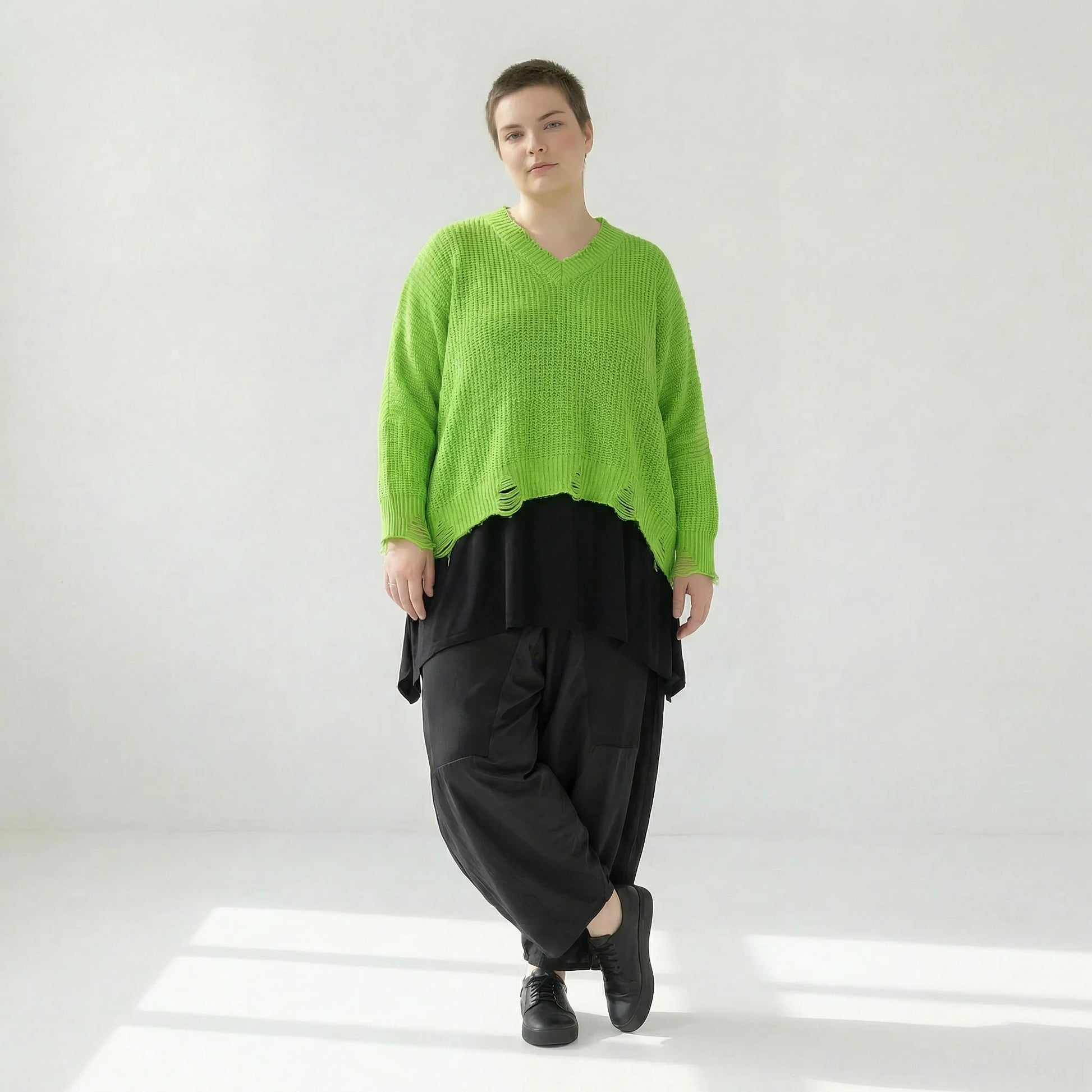  AKH Premium Überwurf in kastiger Form, aus Baumwolle, P1032.2602, NeonGrün, Ausgefallen