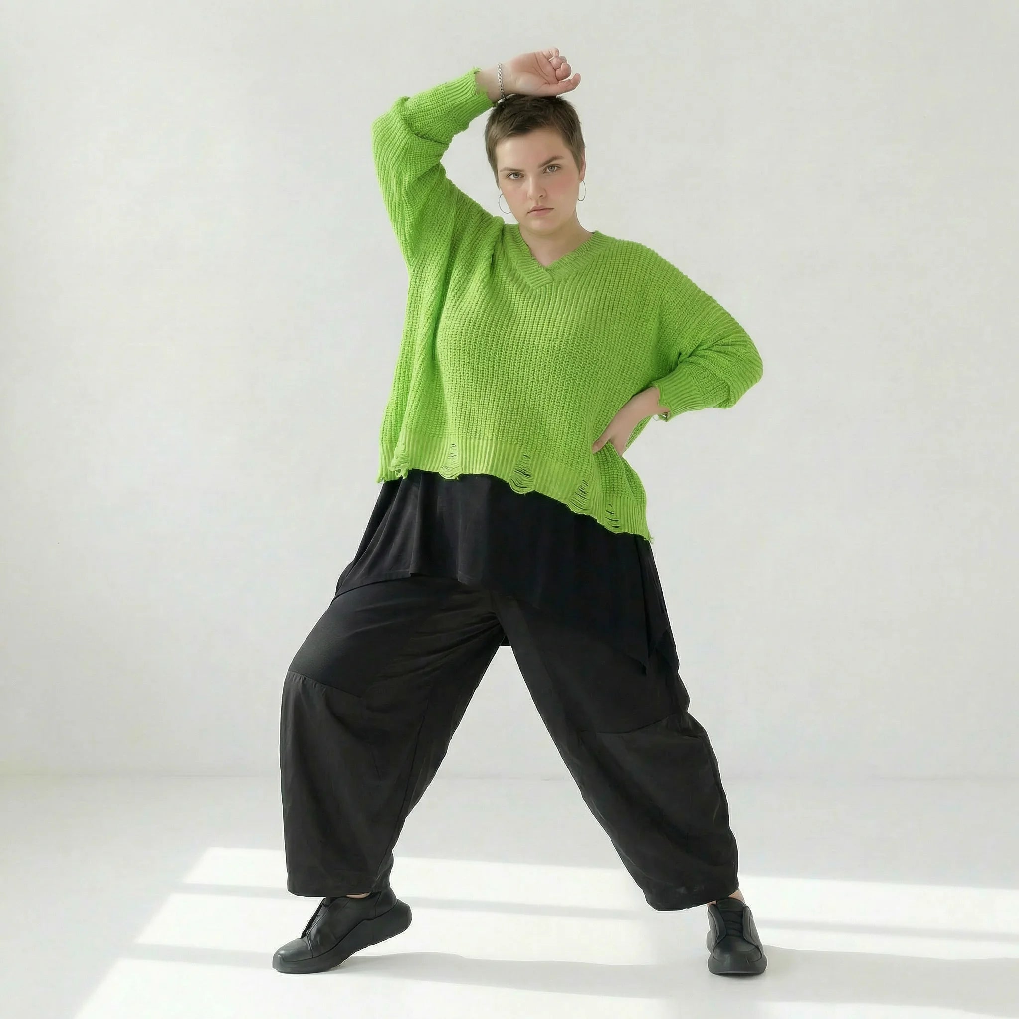  AKH Premium Überwurf in kastiger Form, aus Baumwolle, P1032.2602, NeonGrün, Ausgefallen