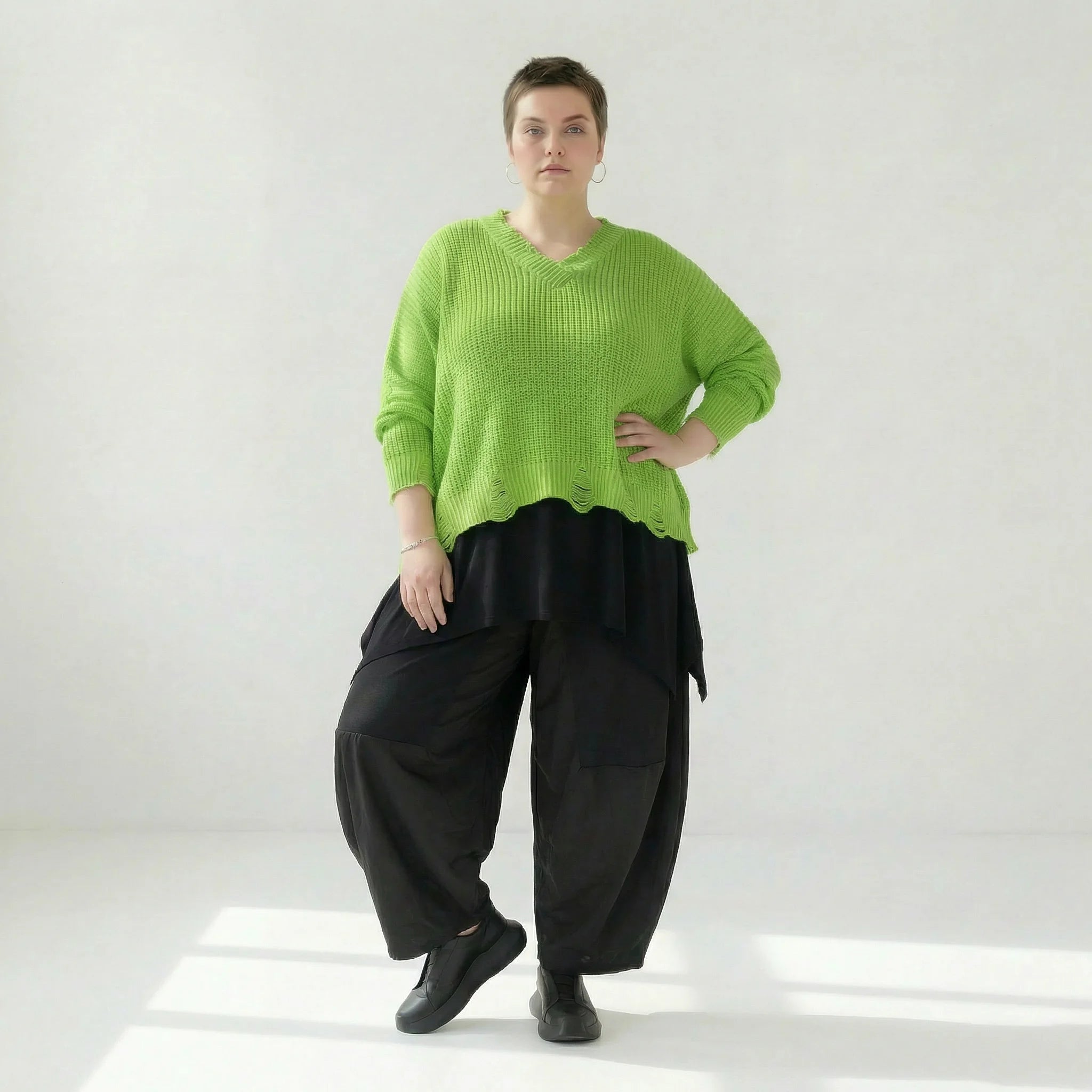  AKH Premium Überwurf in kastiger Form, aus Baumwolle, P1032.2602, NeonGrün, Ausgefallen