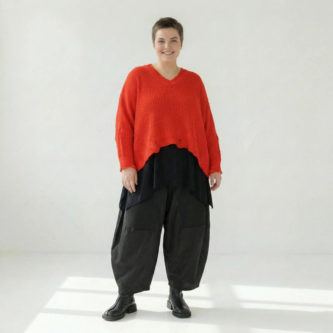  AKH Premium Überwurf in kastiger Form, aus Baumwolle, P1032.2602, Orange, Ausgefallen