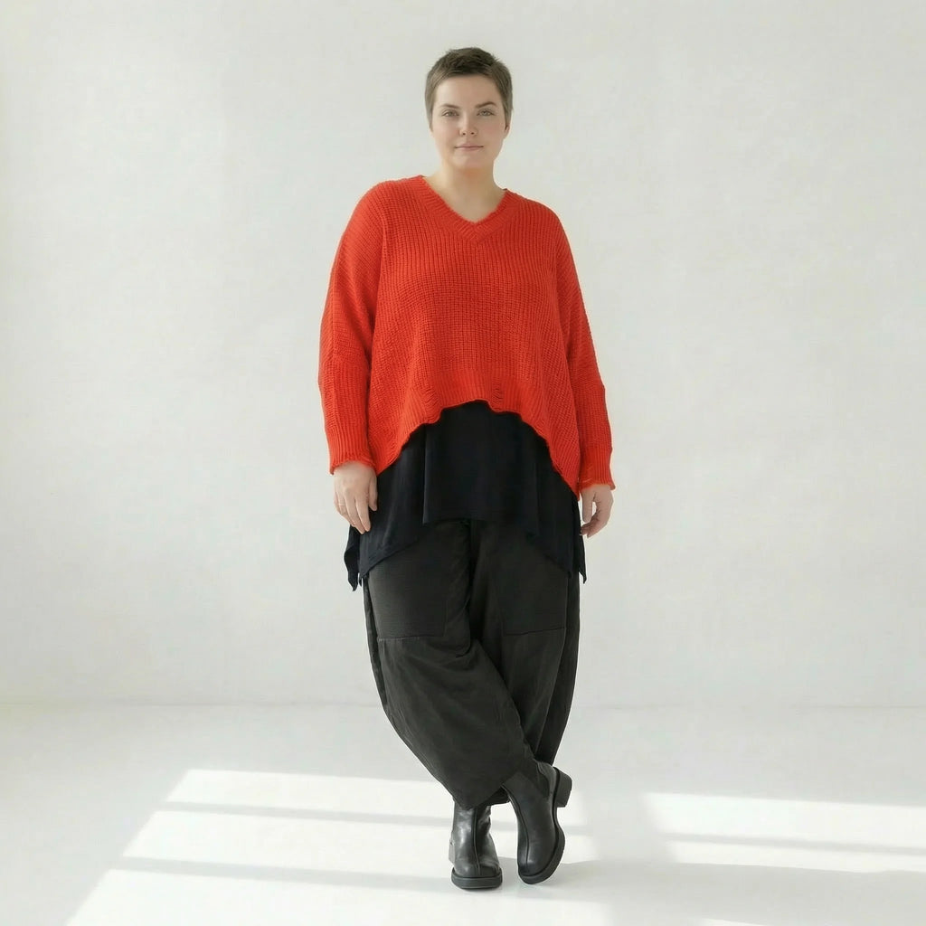  AKH Premium Überwurf in kastiger Form, aus Baumwolle, P1032.2602, Orange, Ausgefallen