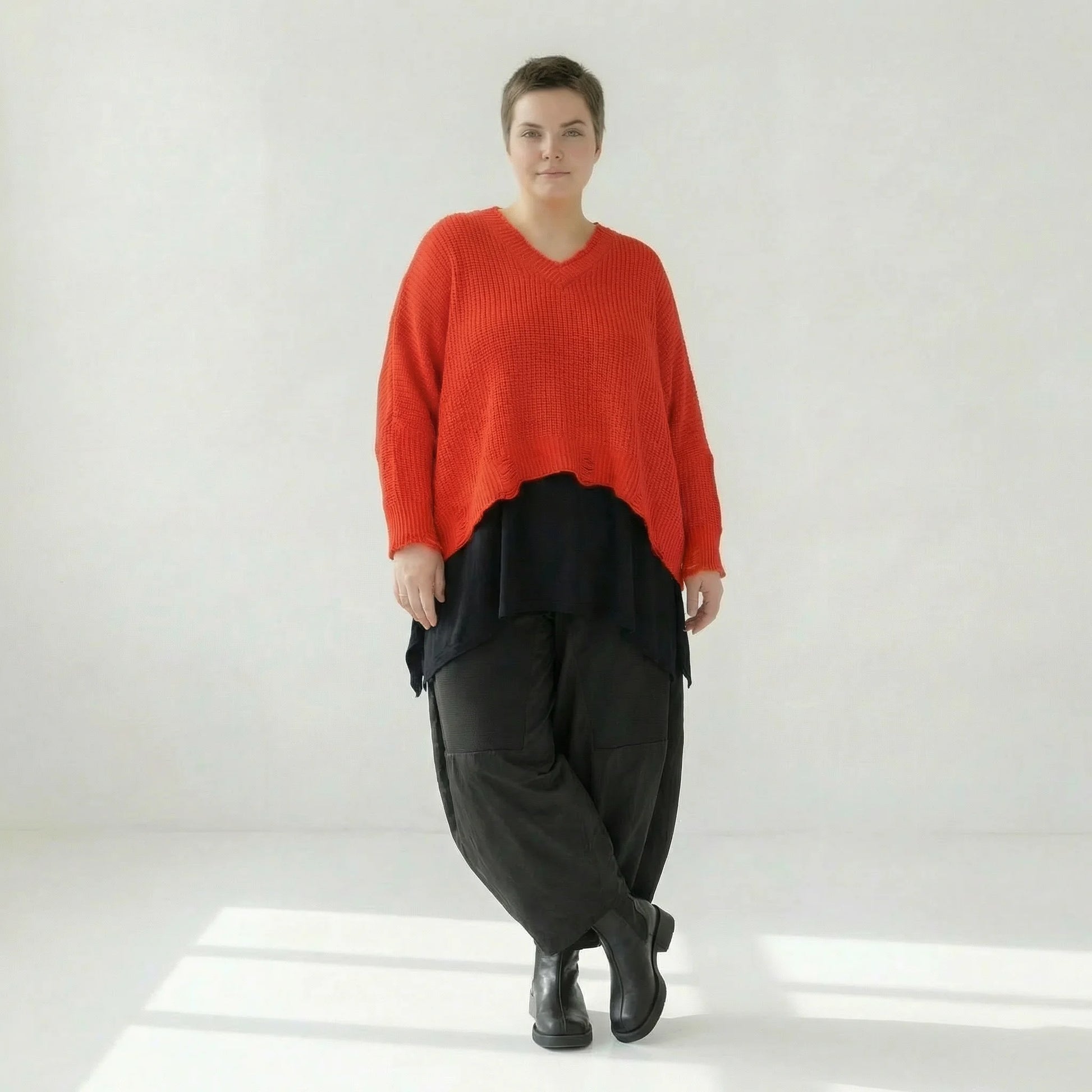  AKH Premium Überwurf in kastiger Form, aus Baumwolle, P1032.2602, Orange, Ausgefallen