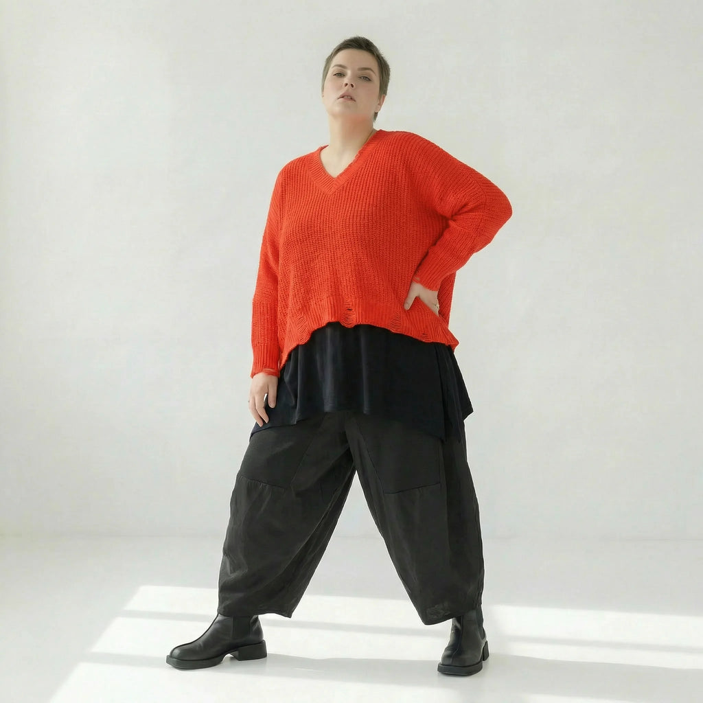  AKH Premium Überwurf in kastiger Form, aus Baumwolle, P1032.2602, Orange, Ausgefallen